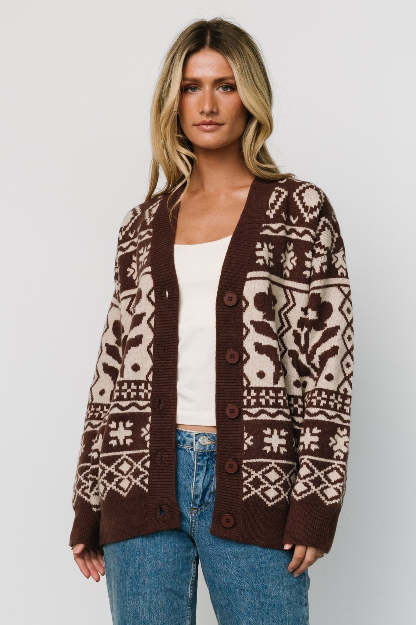 Jackson Oversized Cardigan | Dark Mocha Print Purchase Cheap Pice