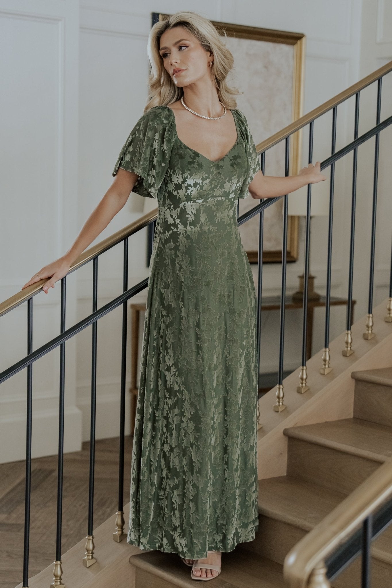 Everley Velvet Maxi Dress | Dark Sage 2025 New Cheap Pice