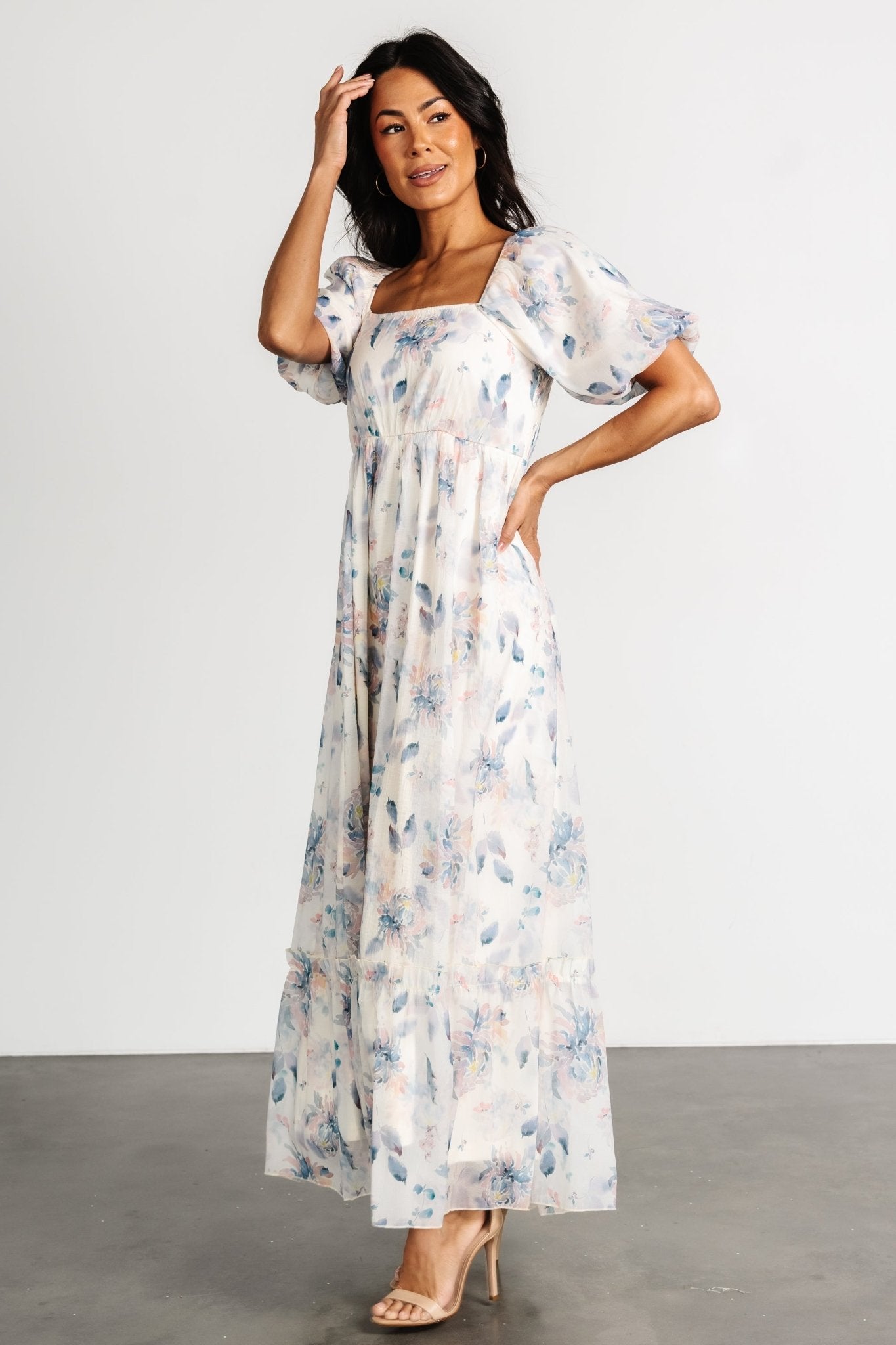 Dalia Maxi Dress | Cream + Blue Floral Tumblr