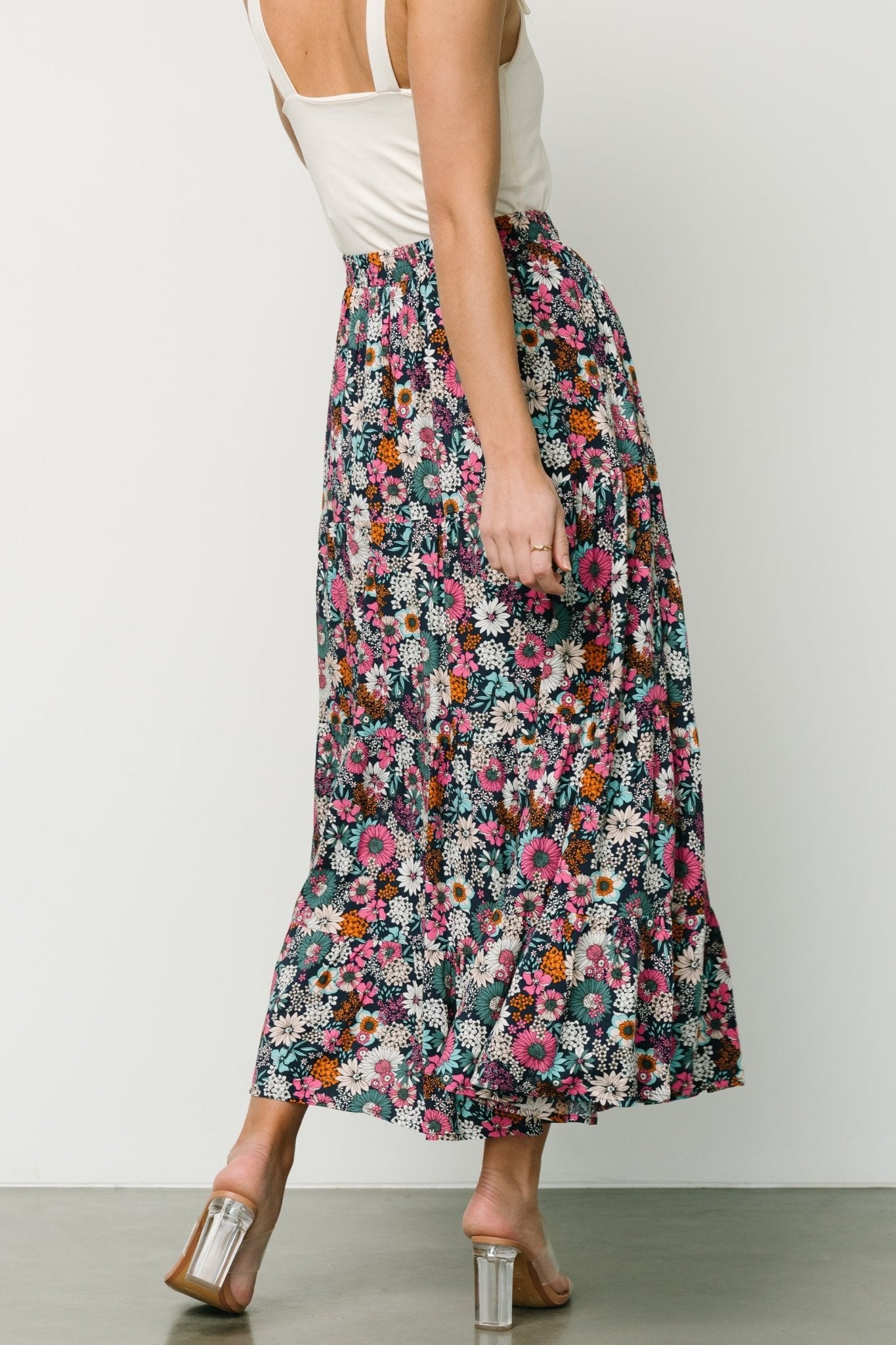 Reilly Maxi Skirt | Navy Flower Print Cheap Sale 2025 Unisex