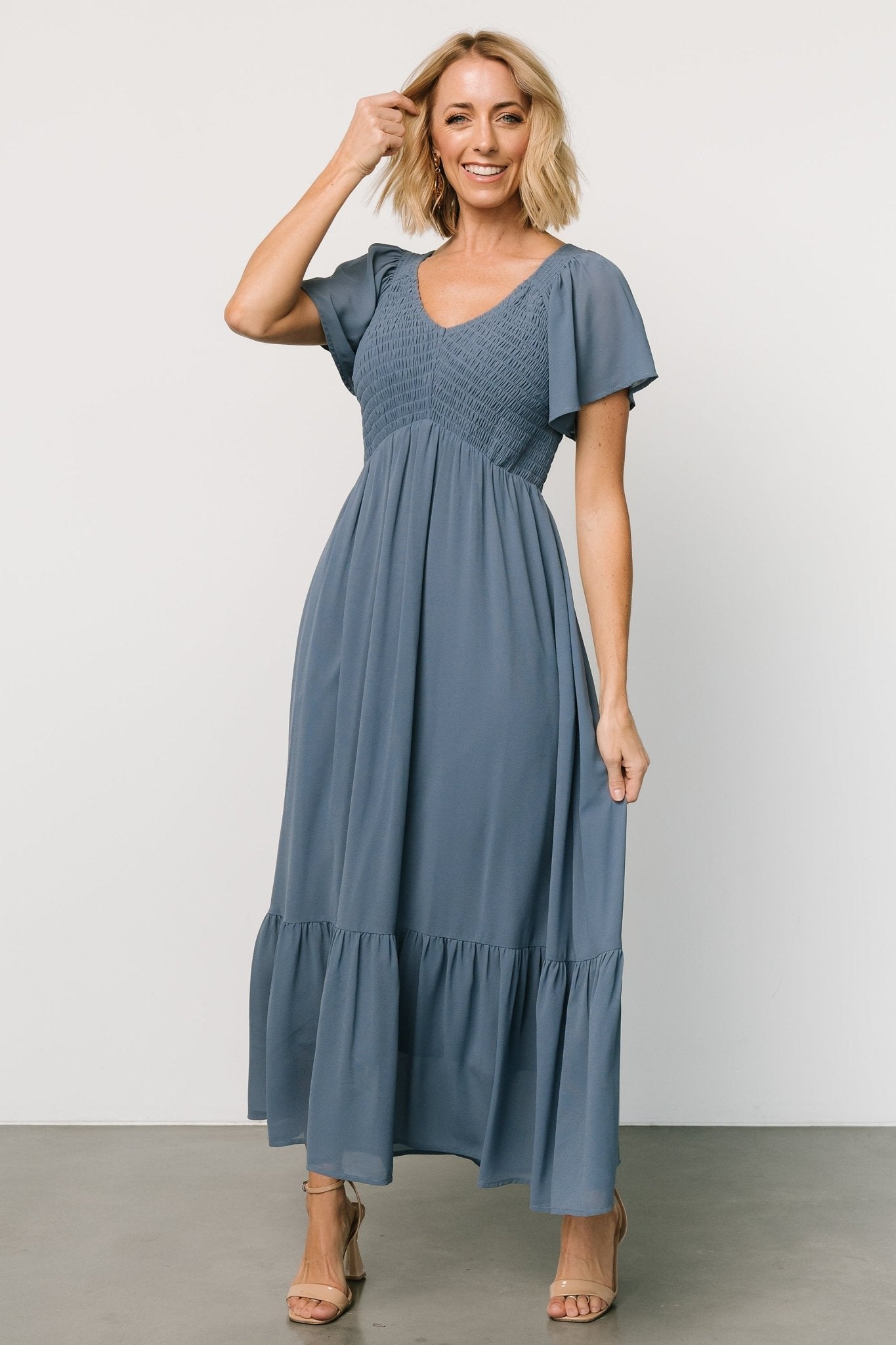 Monica Smocked Dress | Whisper Blue Free Shipping The Cheapest