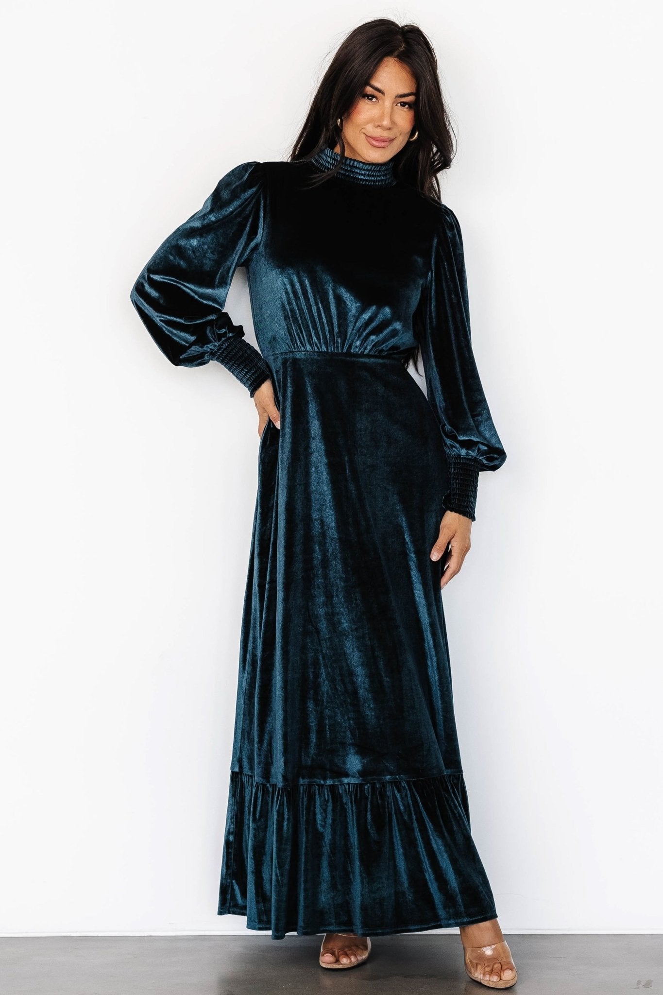 Elodie Velvet Maxi Dress | Jade Excellent