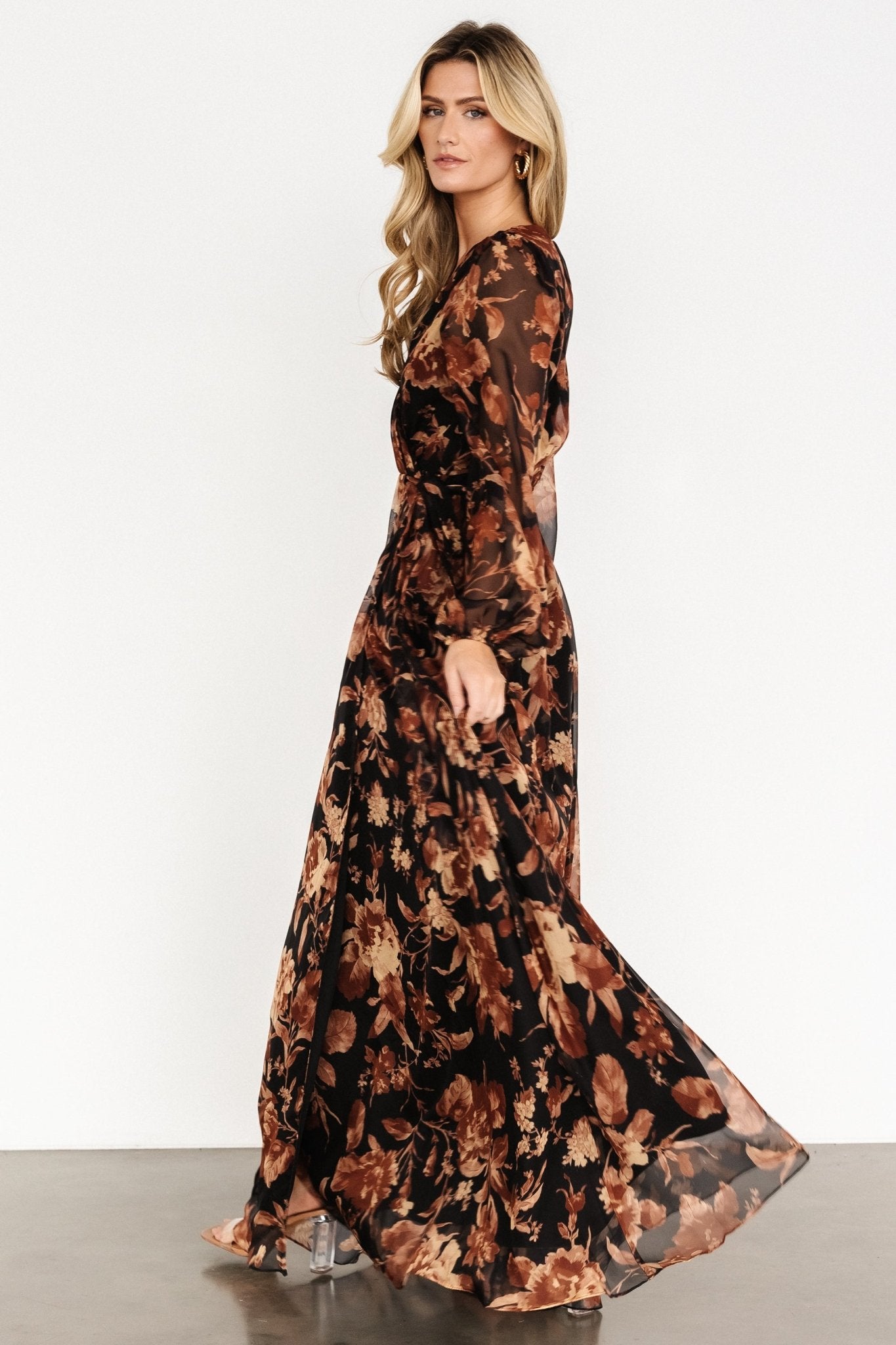 Maura Wrap Maxi Dress | Black Print Free Shipping Outlet