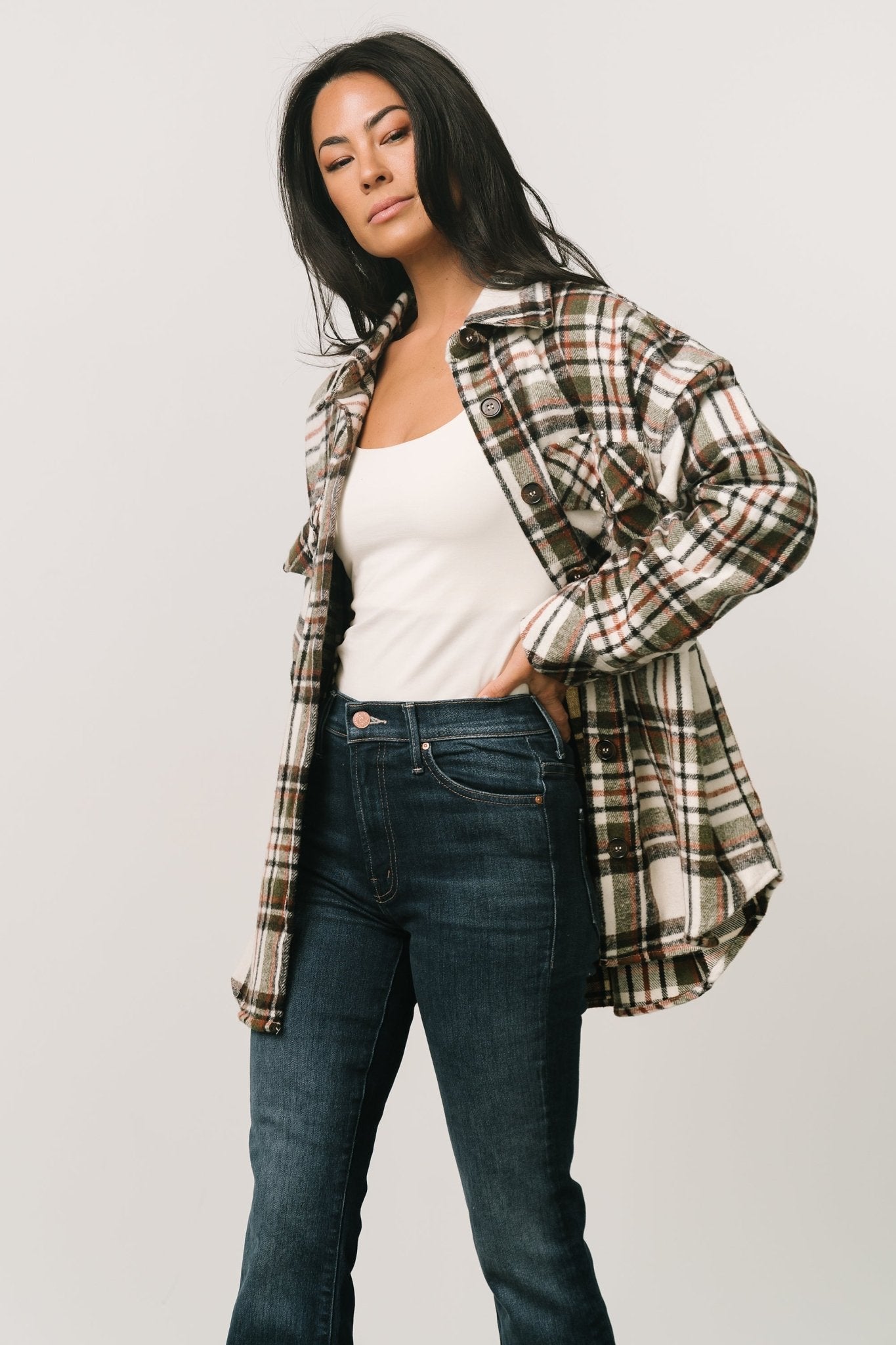 Polson Plaid Shacket | Ivory Multi Release Dates Authentic