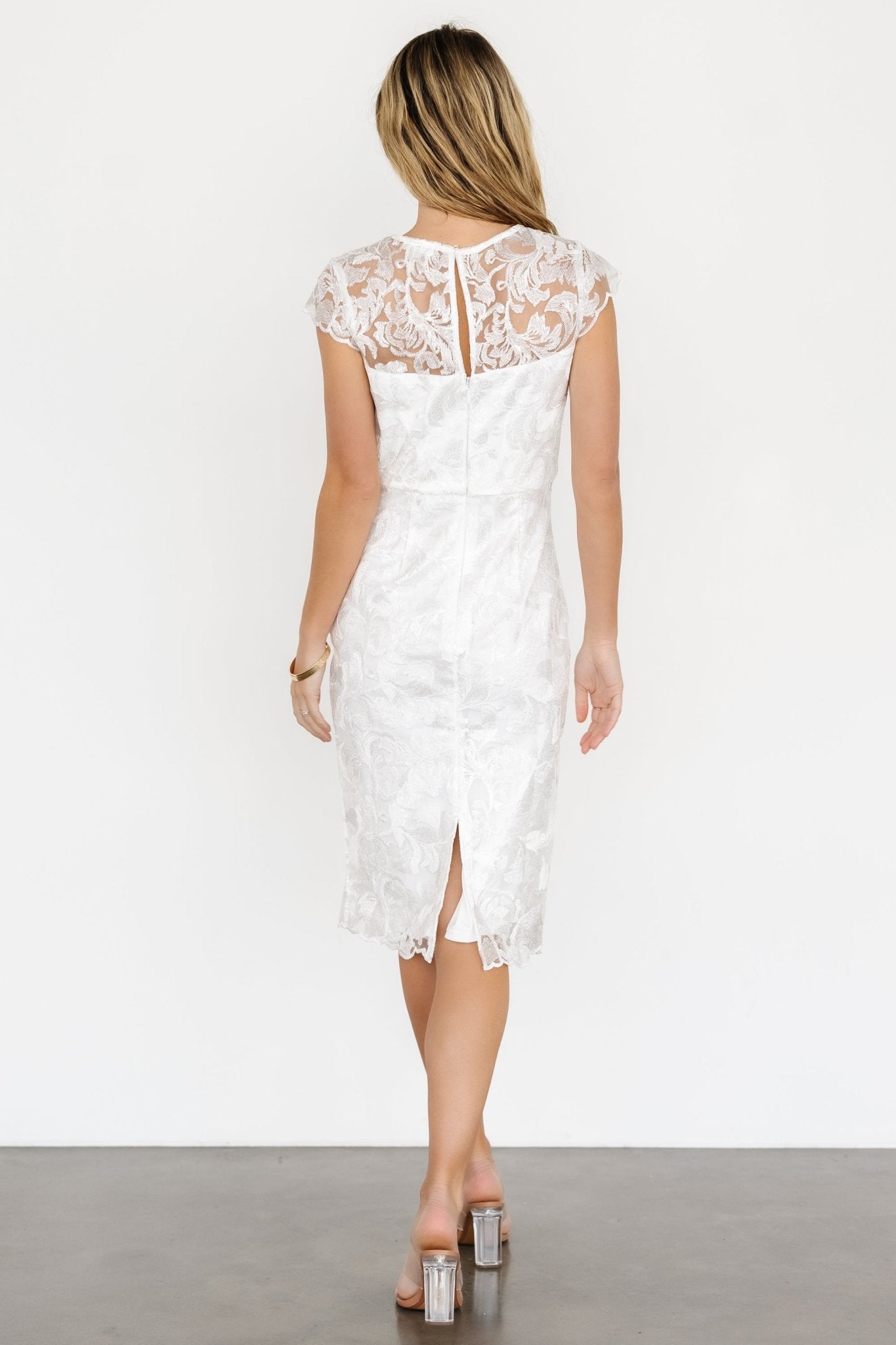 Jacqueline Embossed Midi Dress | White Free Shipping Cheap