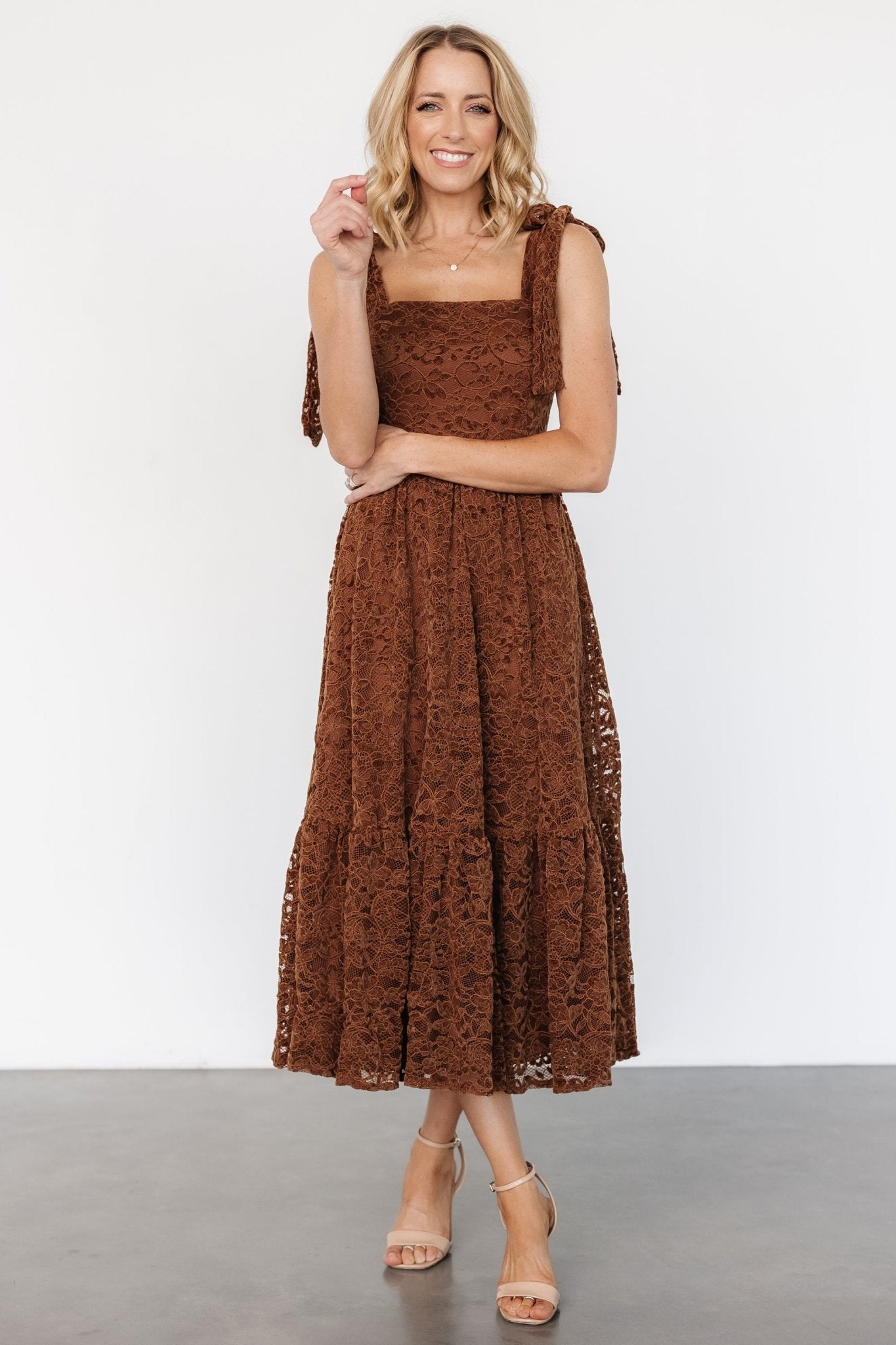 Hestia Lace Midi Dress | Brown Sale For Cheap