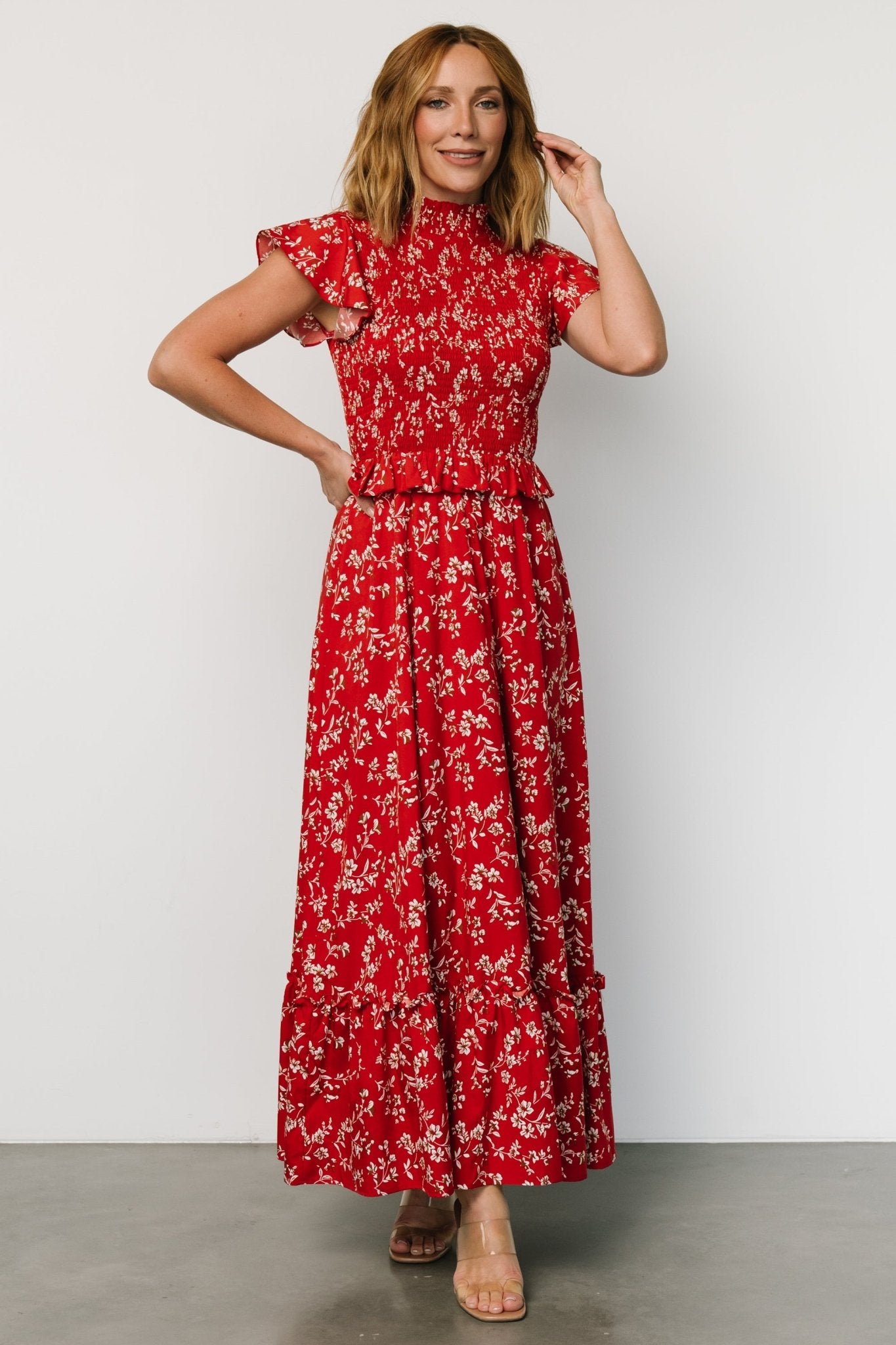 Orla Ruffle Maxi Dress | Red floral Cheap Sale Comfortable