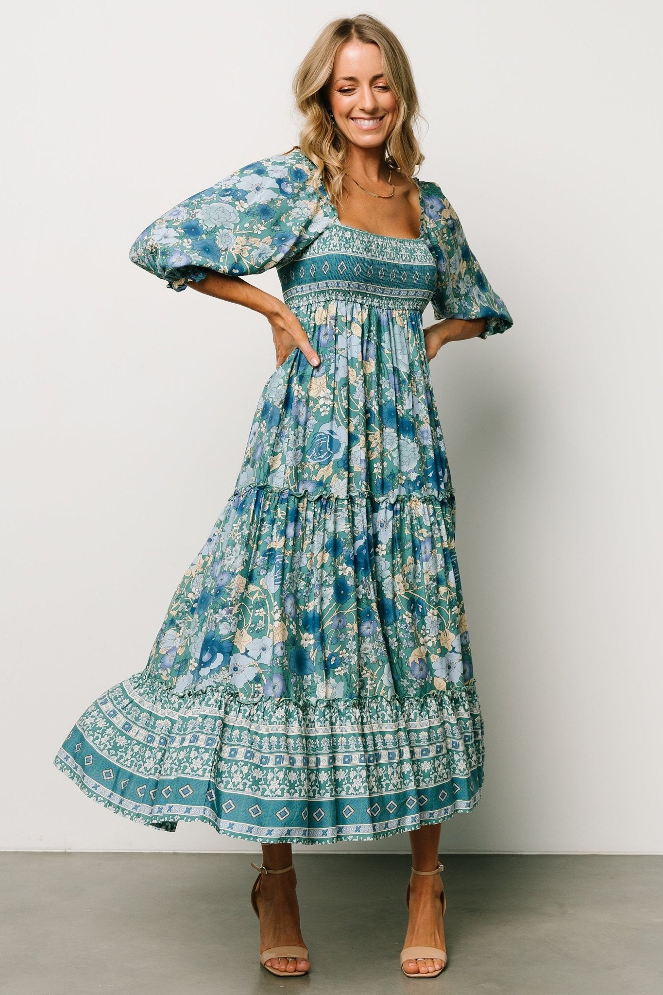 Shanna Tiered Dress | Emerald Multi Cheap Pice