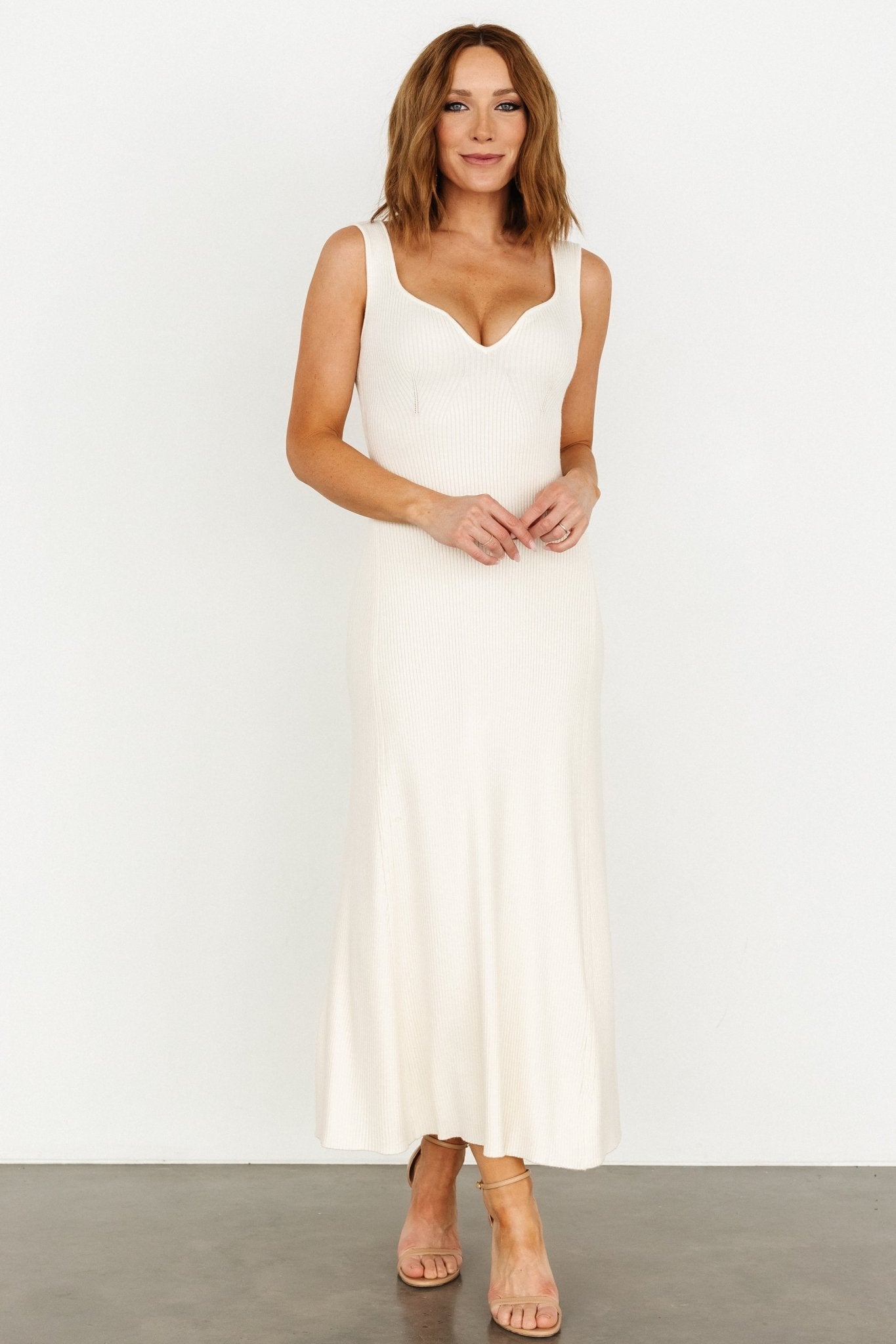 Justine Ribbed Tank Maxi Dress | Cream Reliable