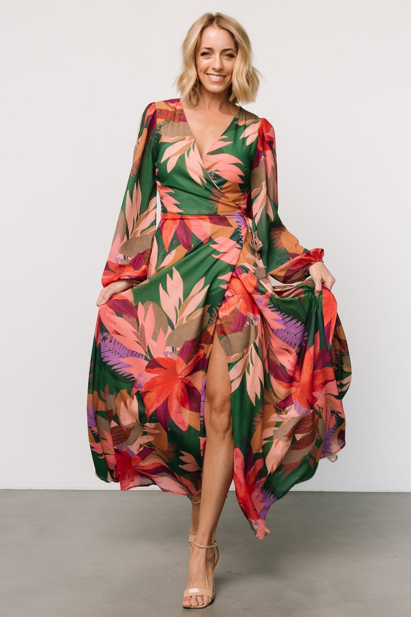 Camilla Wrap Maxi Dress | Green Multi Discount Choice