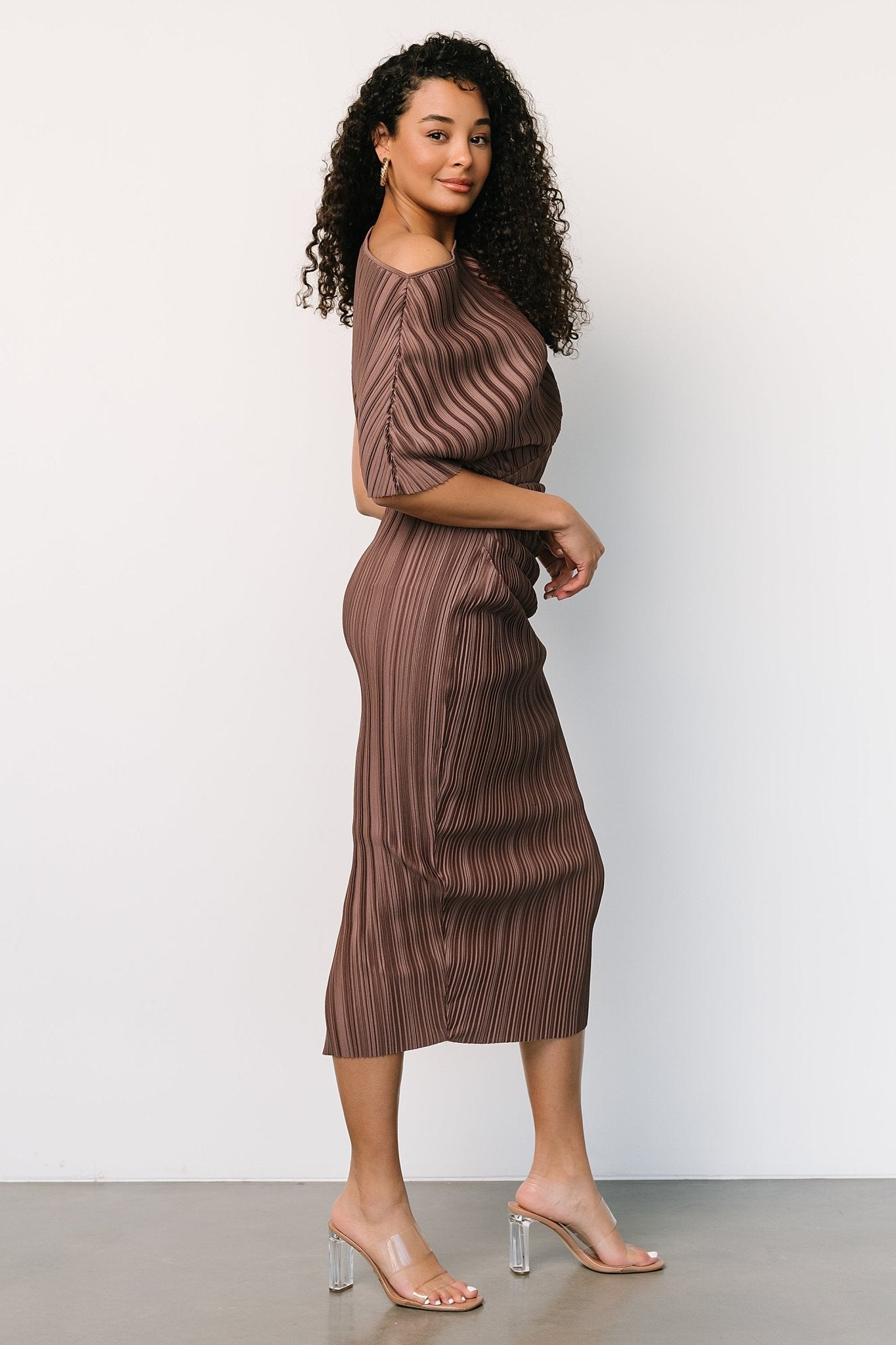 Winslow Pleated Midi Dress | Mink Buy Cheap Many Kinds Of