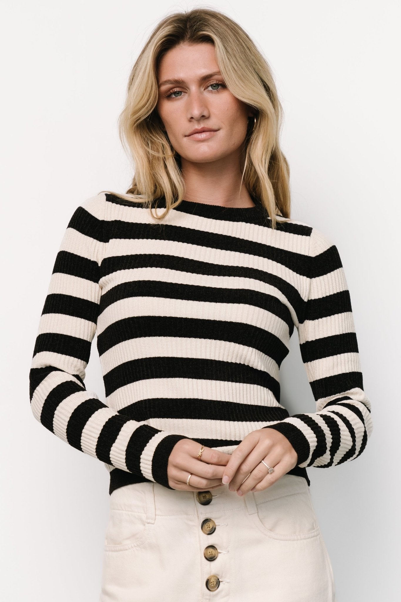 Milwaukee Striped Sweater | Black + Ivory With Paypal For Sale