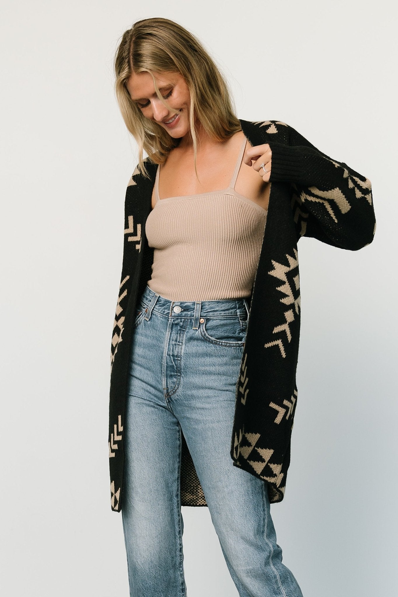 Hays Oversized Cardigan | Black + Tan Outlet Big Discount