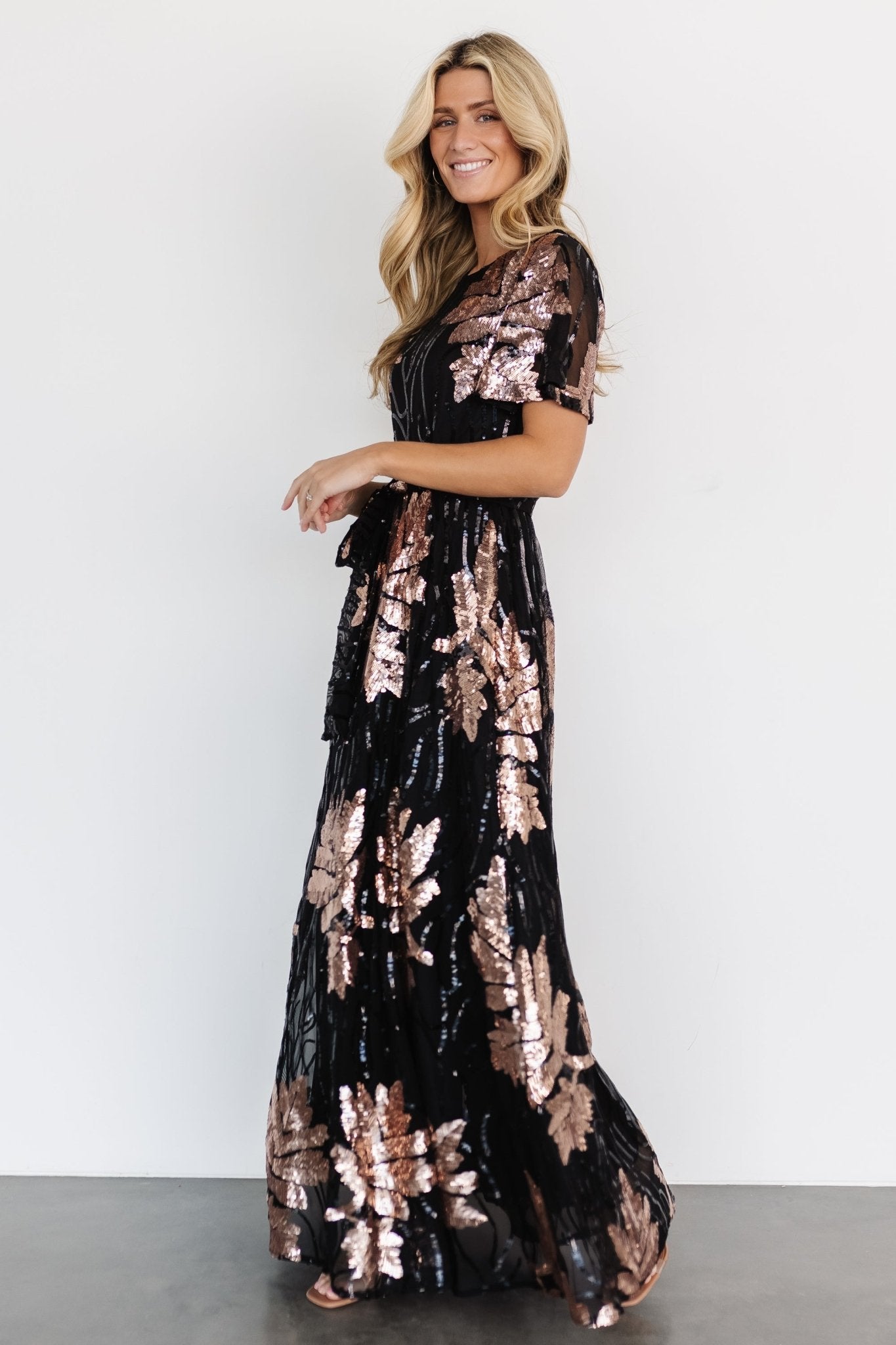 Muse Sequin Maxi Dress | Black + Rose Cheap Fashionable