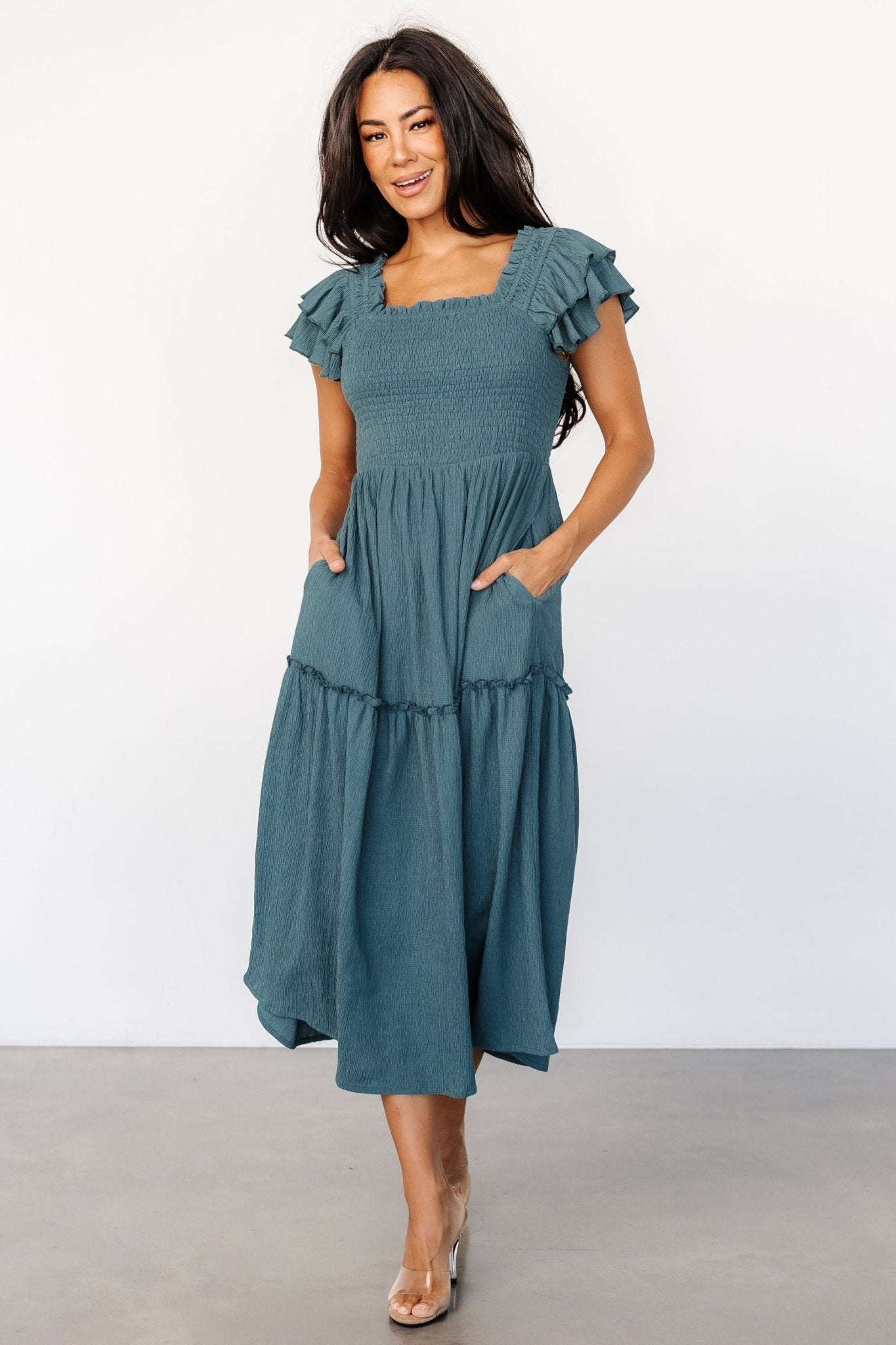 Jacie Smocked Midi Dress | Vintage Teal Shop Offer Cheap Online