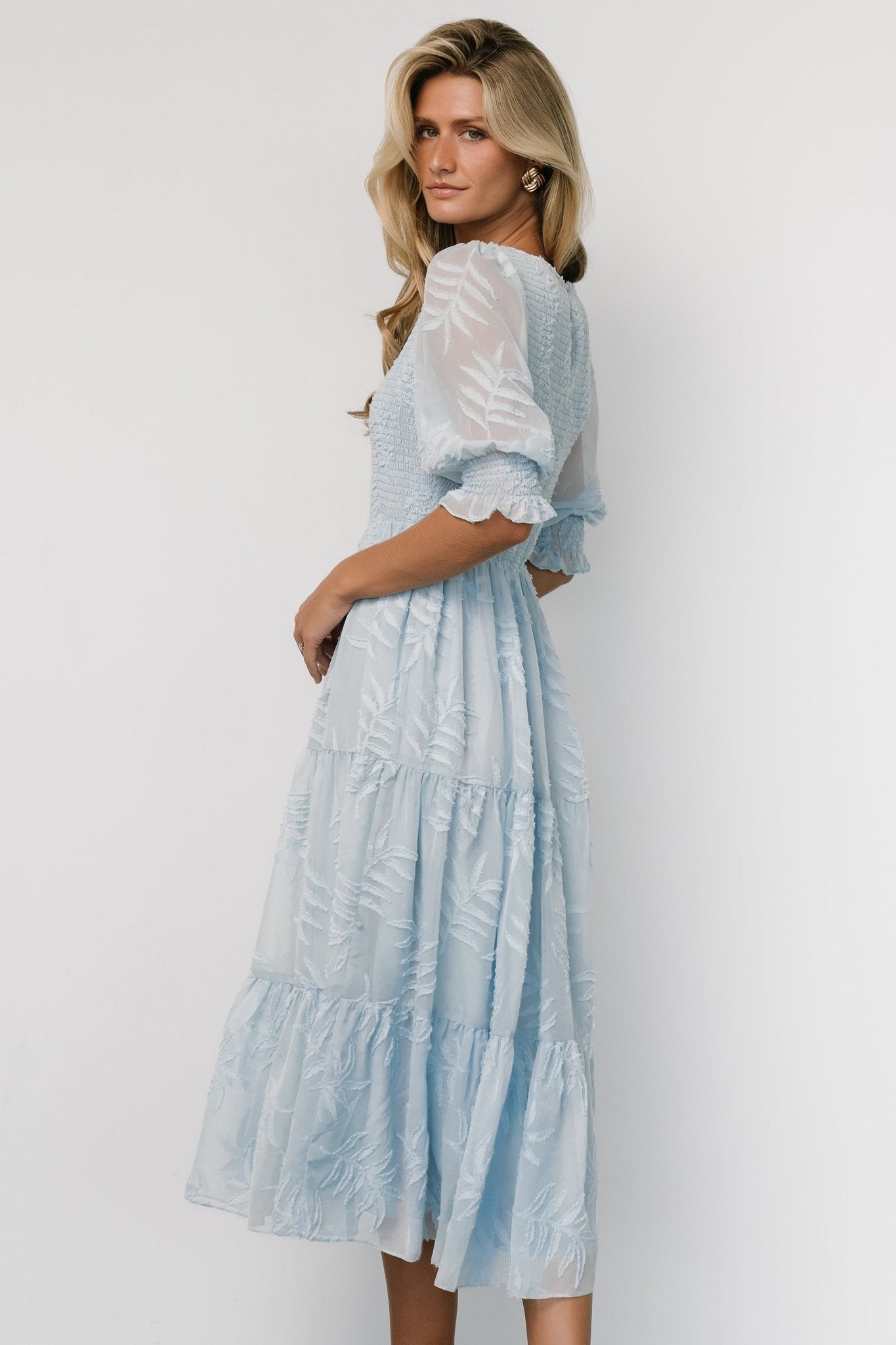 Nellie Smocked Midi Dress | Light Blue Clearance Good Selling