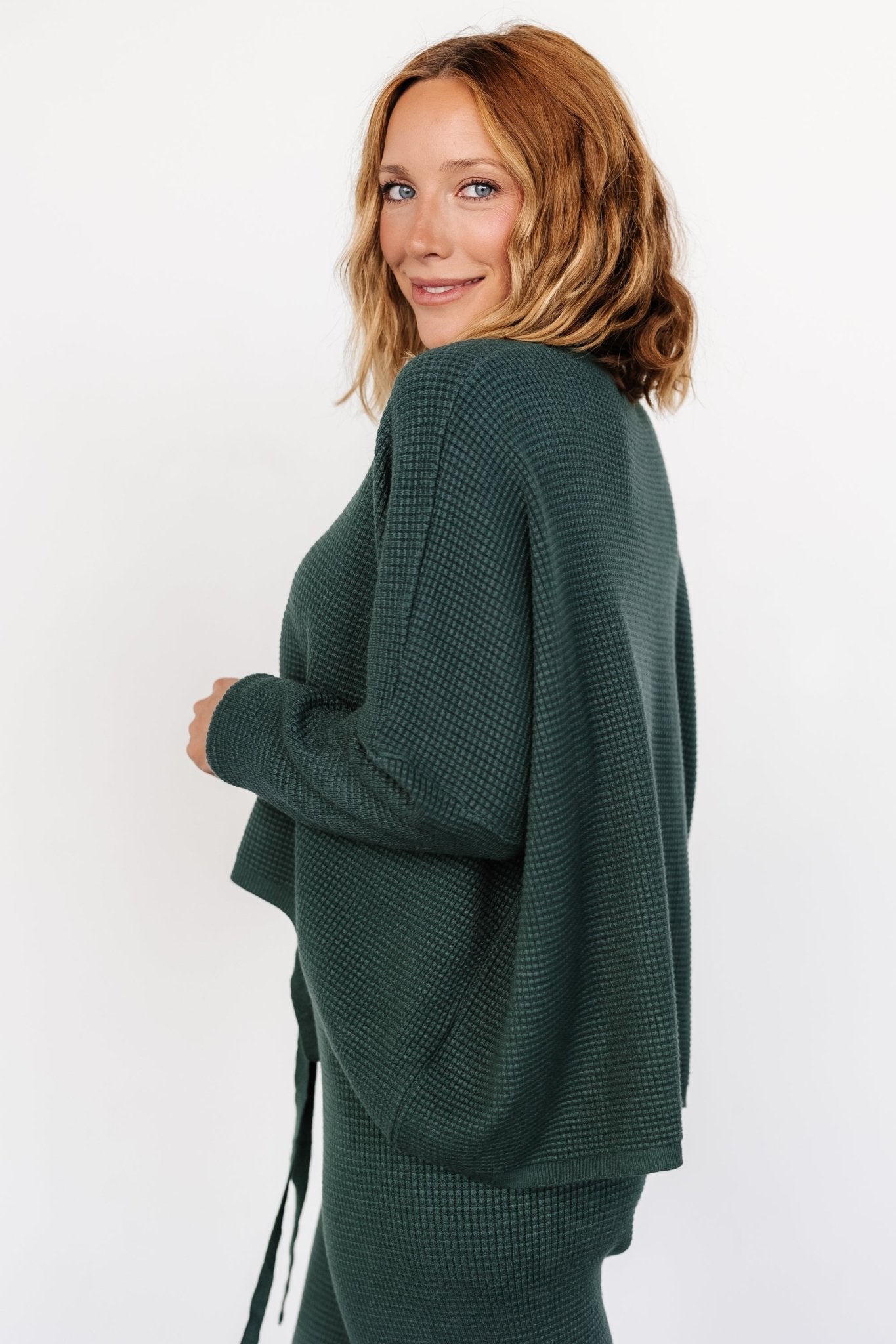 Owen Waffle Sweater Top | Green Discount