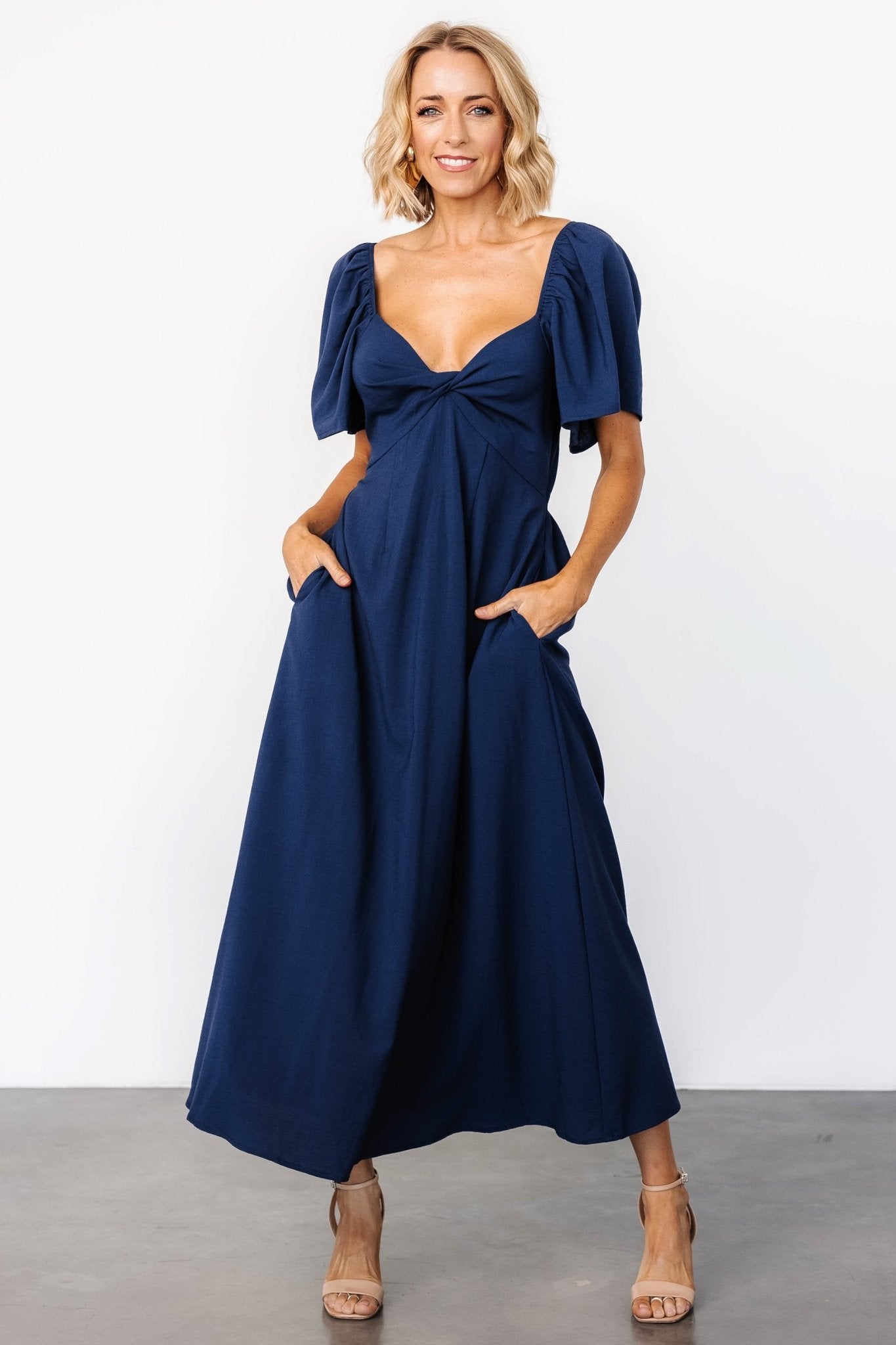 Indie Back Tie Dress | Navy Cheap Sale Inexpensive