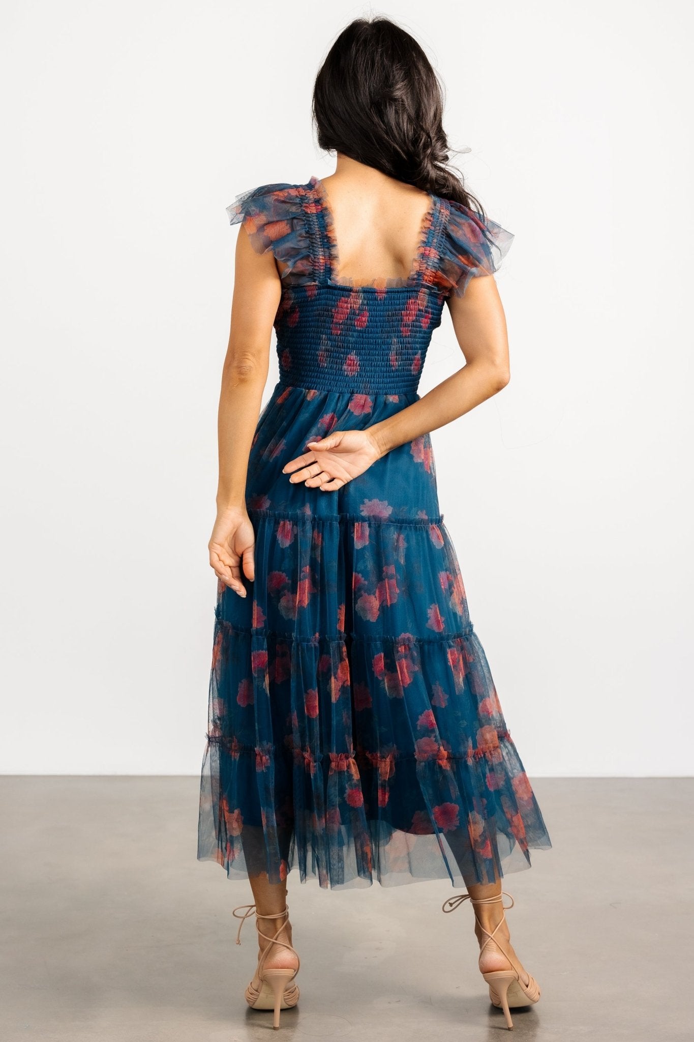 Clementine Tulle Midi Dress | Persian Blue + Rust Buy Cheap Fake