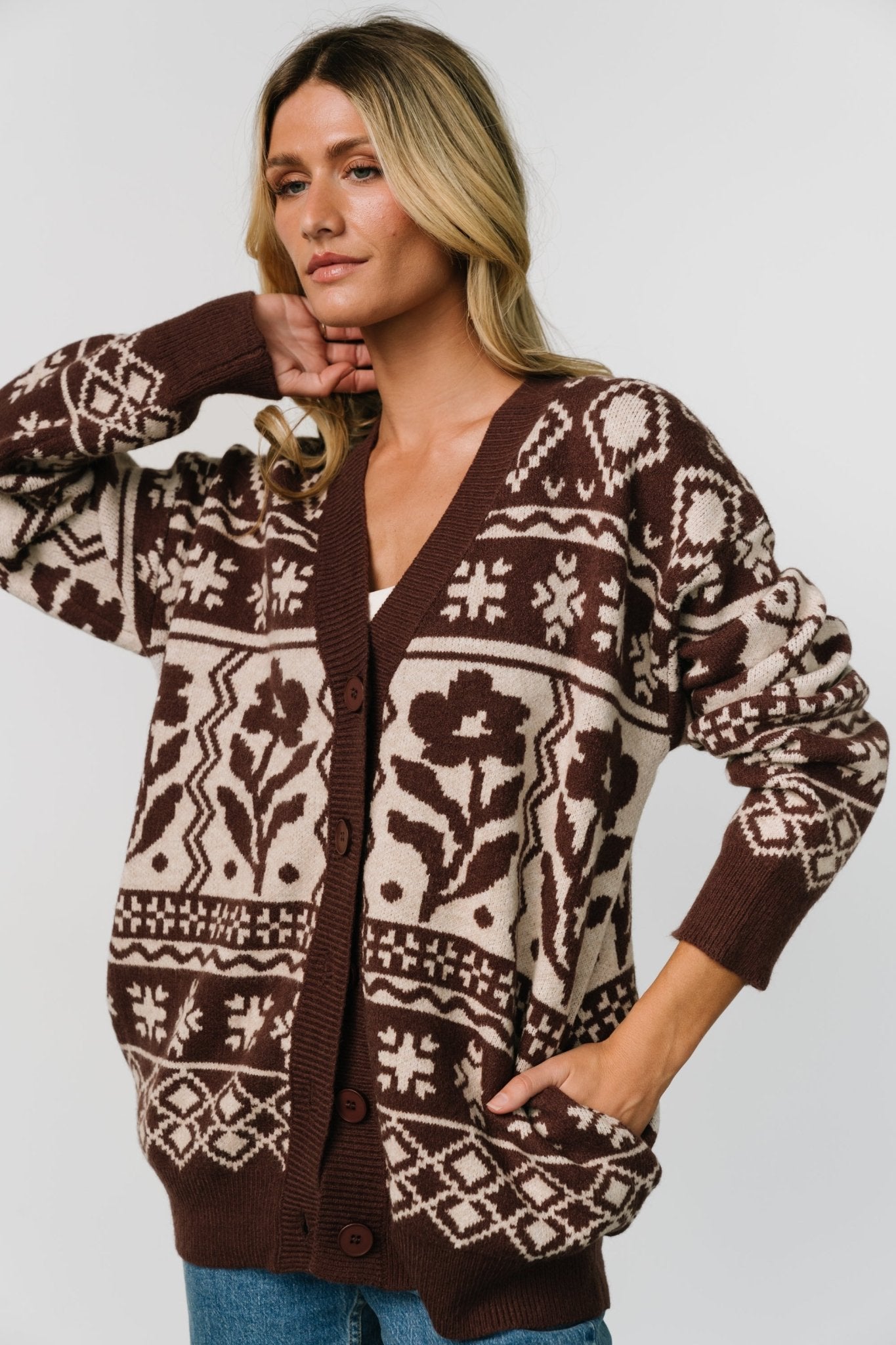 Jackson Oversized Cardigan | Dark Mocha Print Purchase Cheap Pice