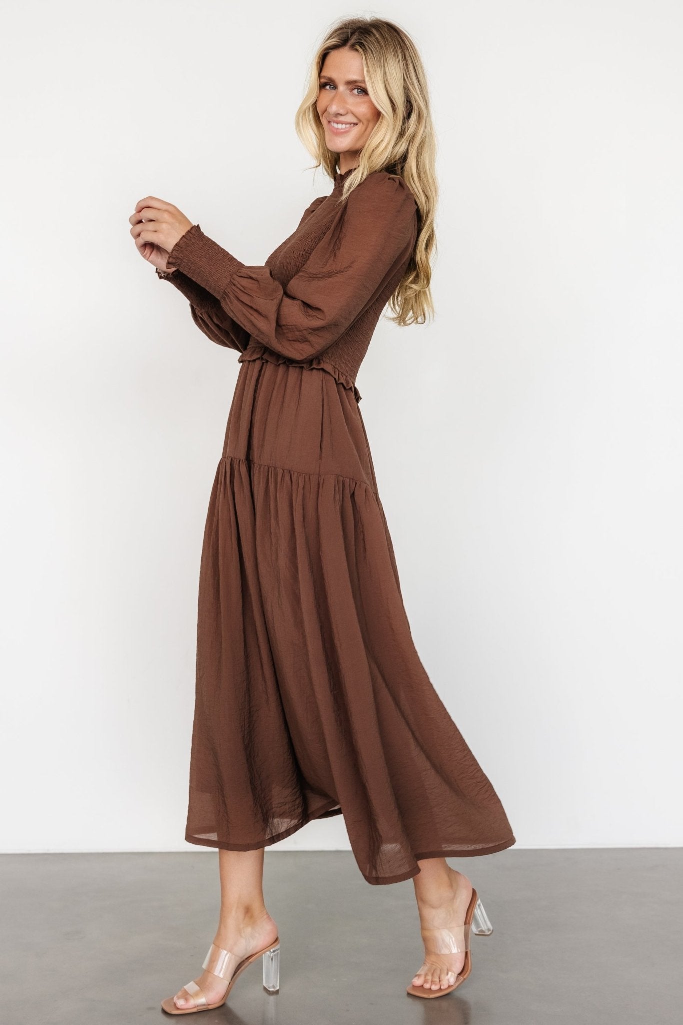 Daria Smocked Maxi Dress | Brown Low Cost Online