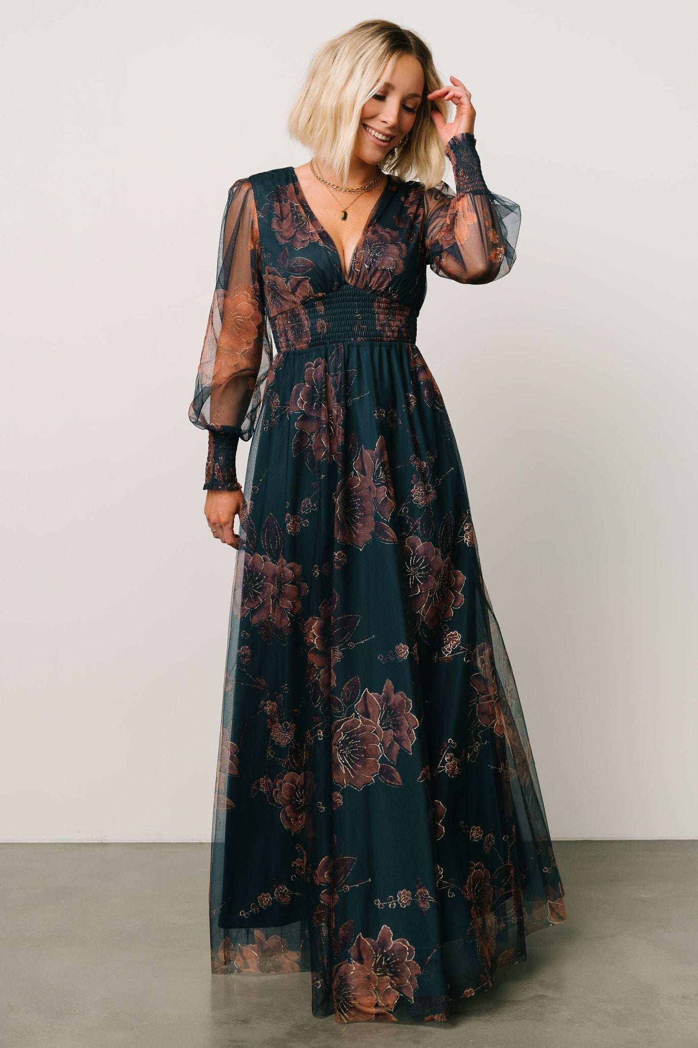 Layla Tulle Maxi Dress | Copper + Blue Metallic Free Shipping Discounts