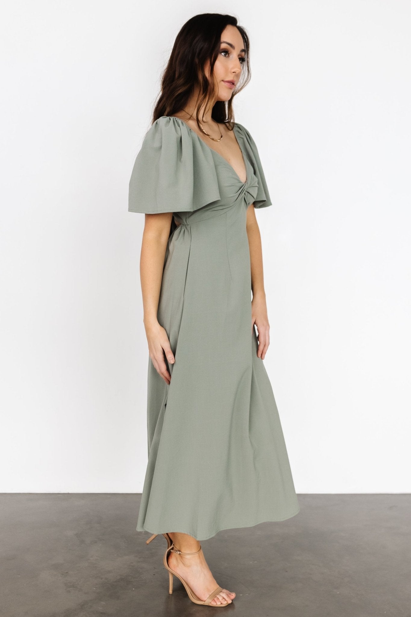 Indie Back Tie Dress | Dusty Green Wide Range Of Cheap Online