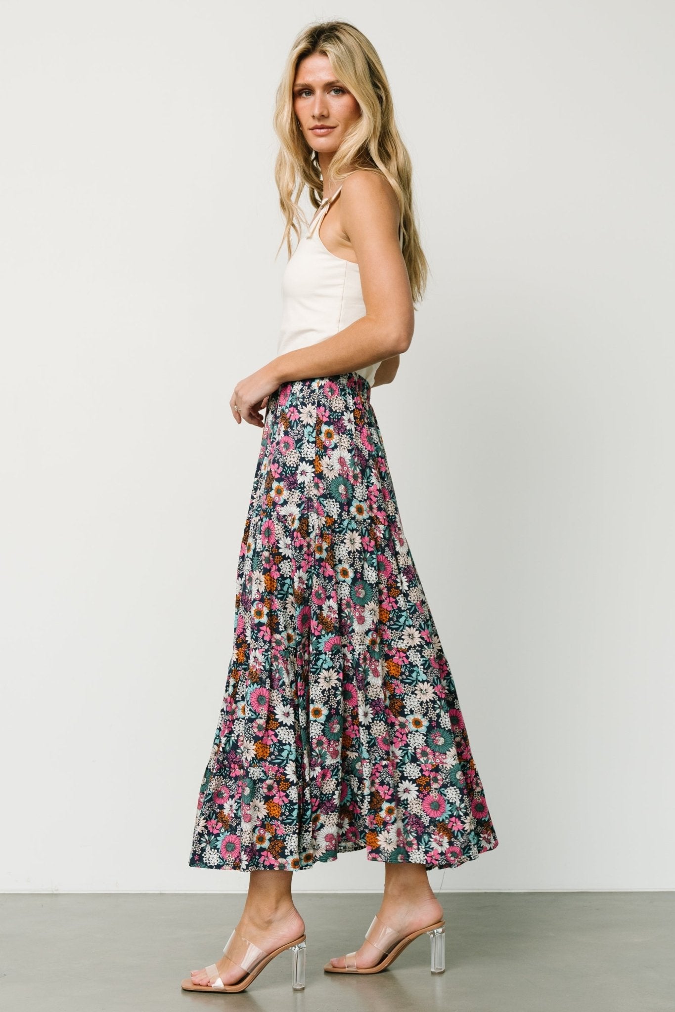 Reilly Maxi Skirt | Navy Flower Print Cheap Sale 2025 Unisex