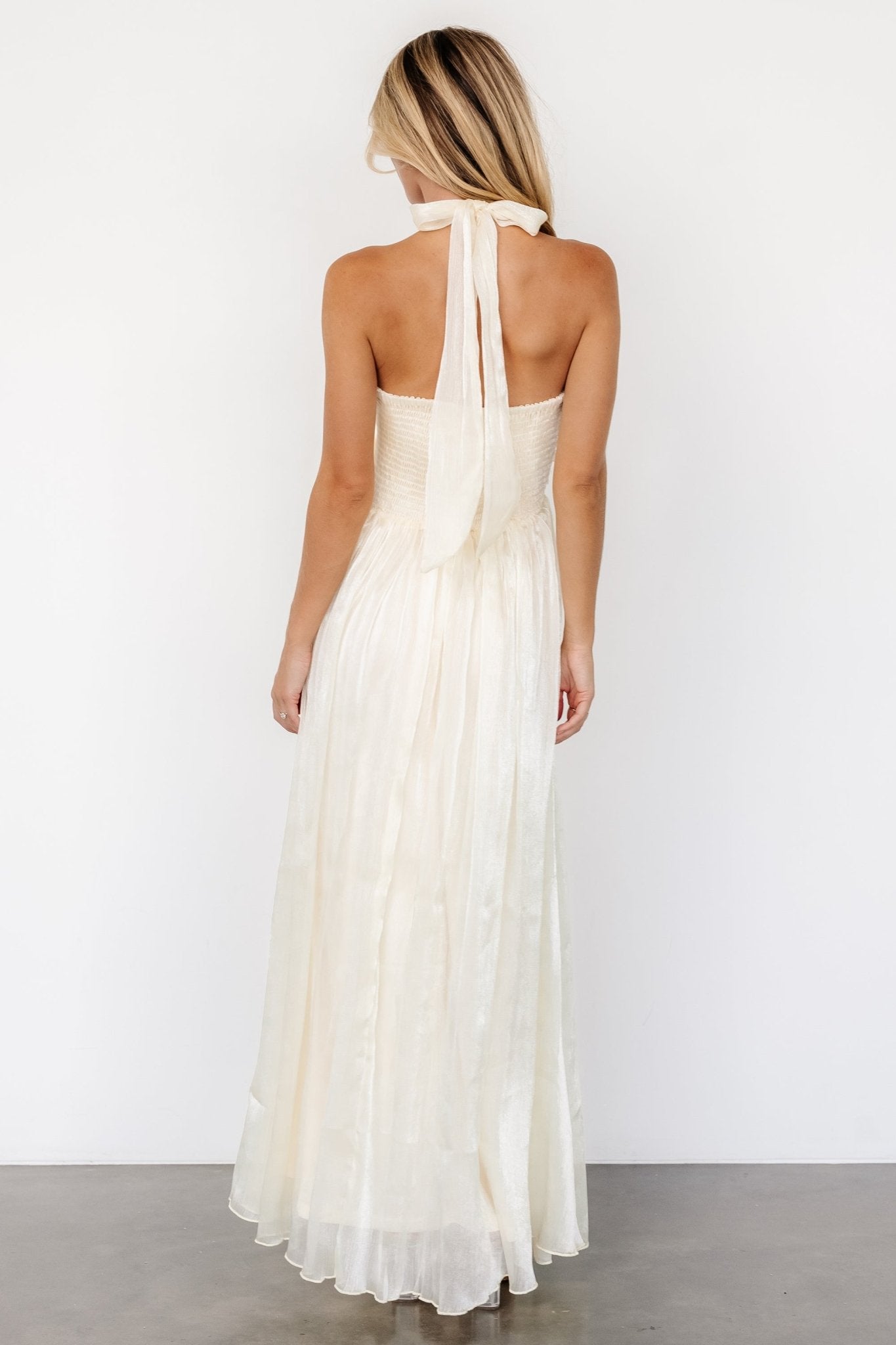 Frederica Halter Maxi Dress | Cream Shimmer Cheap Pice Free Shipping