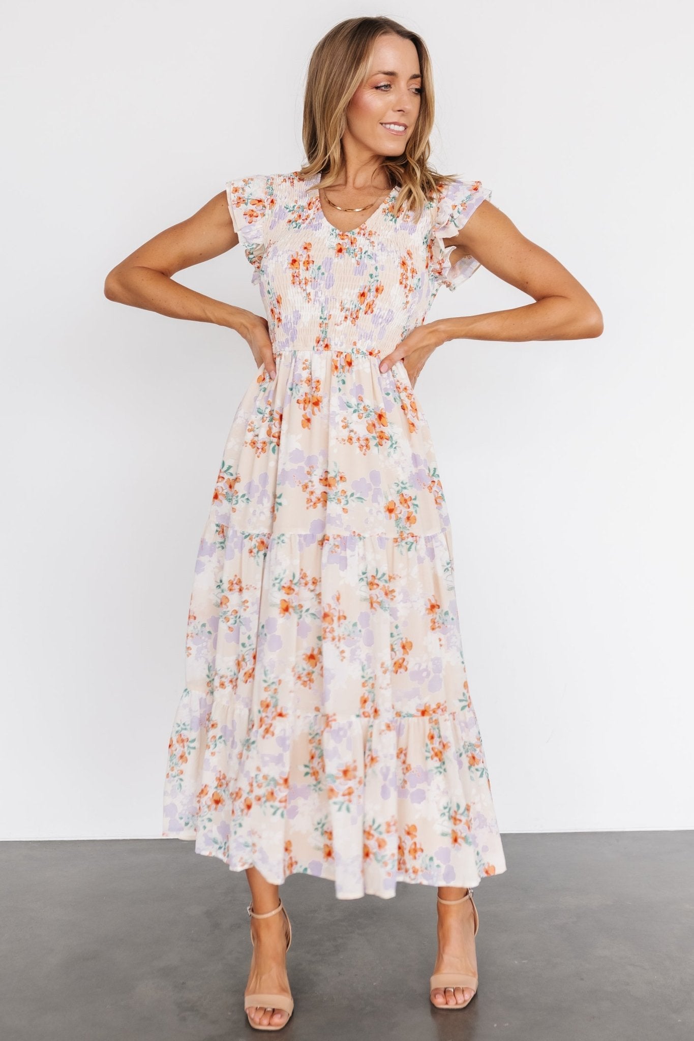 Arla Smocked Maxi Dress | Cream Floral View Cheap Online