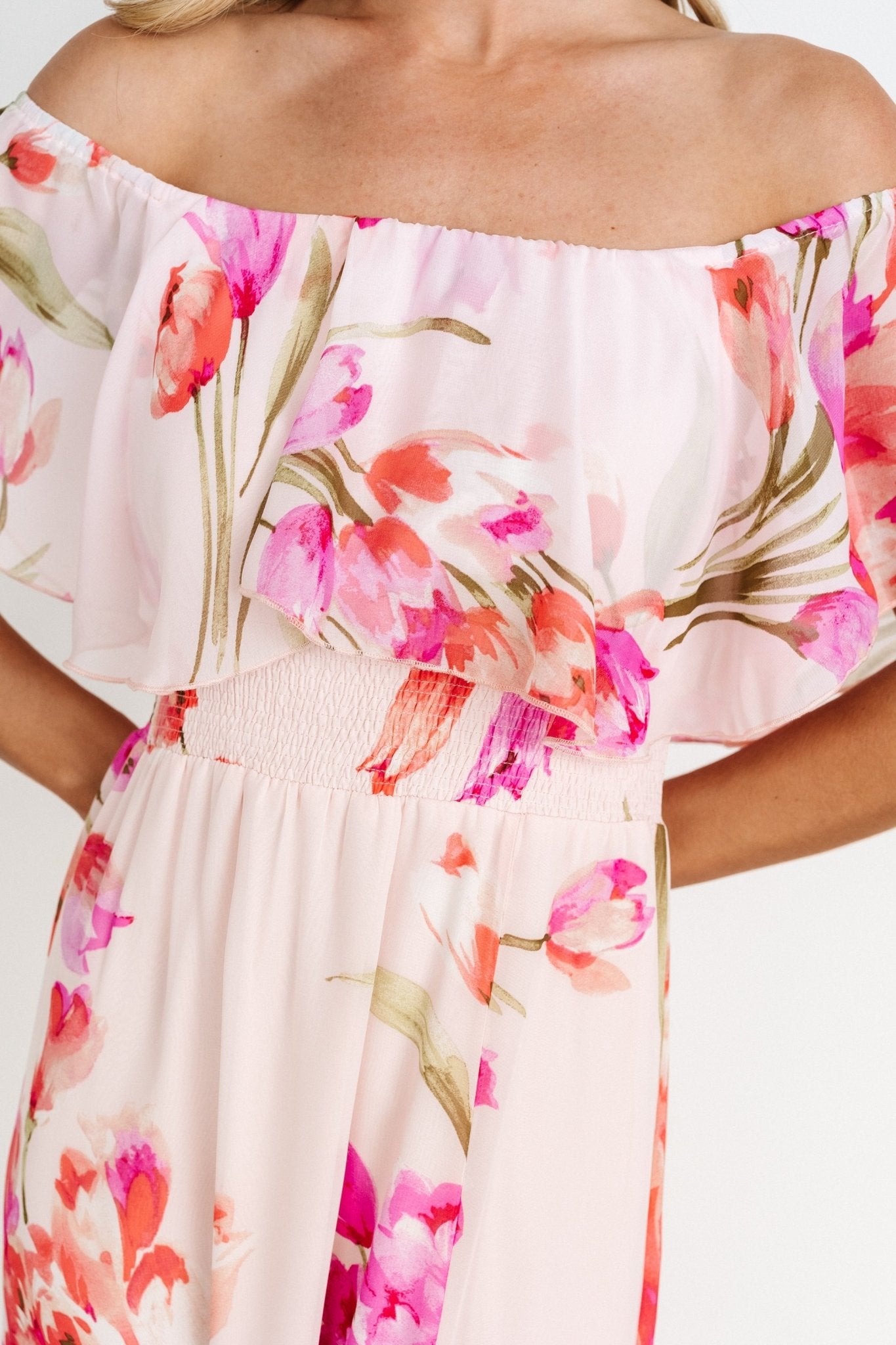 Daphne Off Shoulder Maxi Dress | Blush Floral Amazon Cheap Online