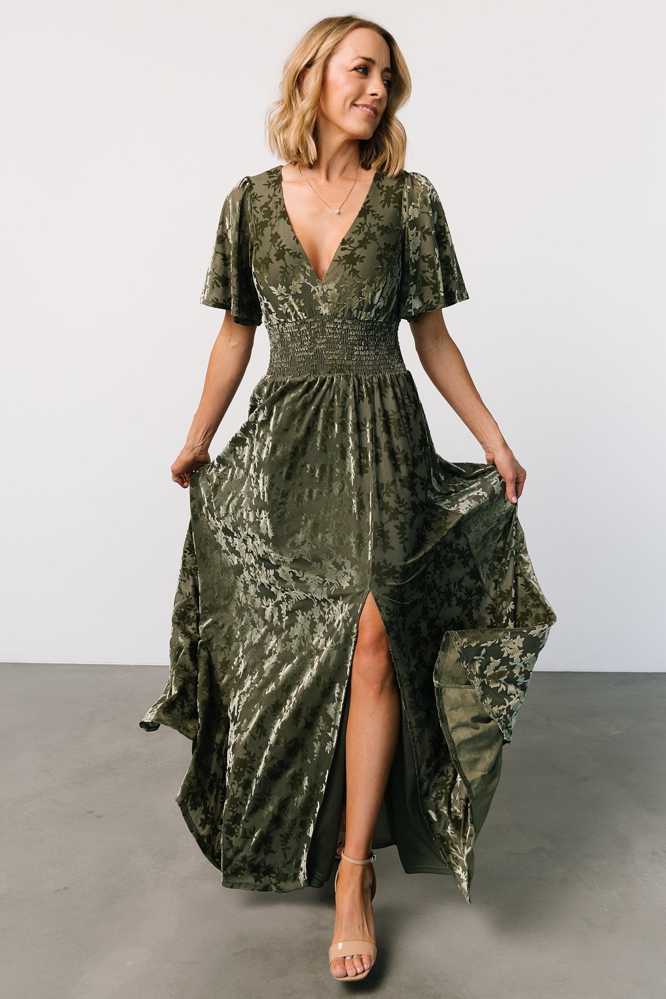 Veronica Velvet Maxi Dress | Dark Sage Clearance Official Site