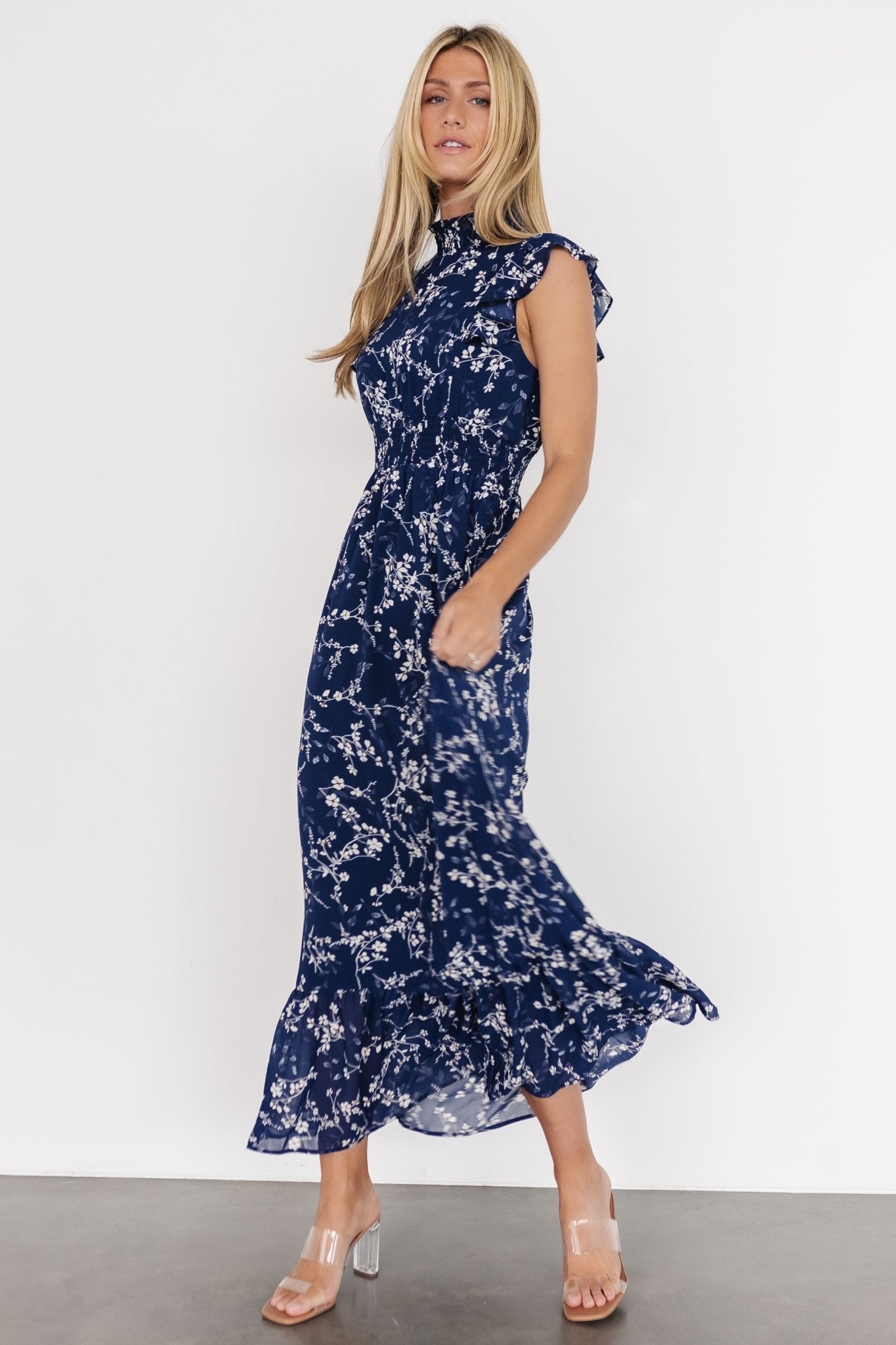 Kearny Ruffle Maxi Dress | Blue Floral Discount In China