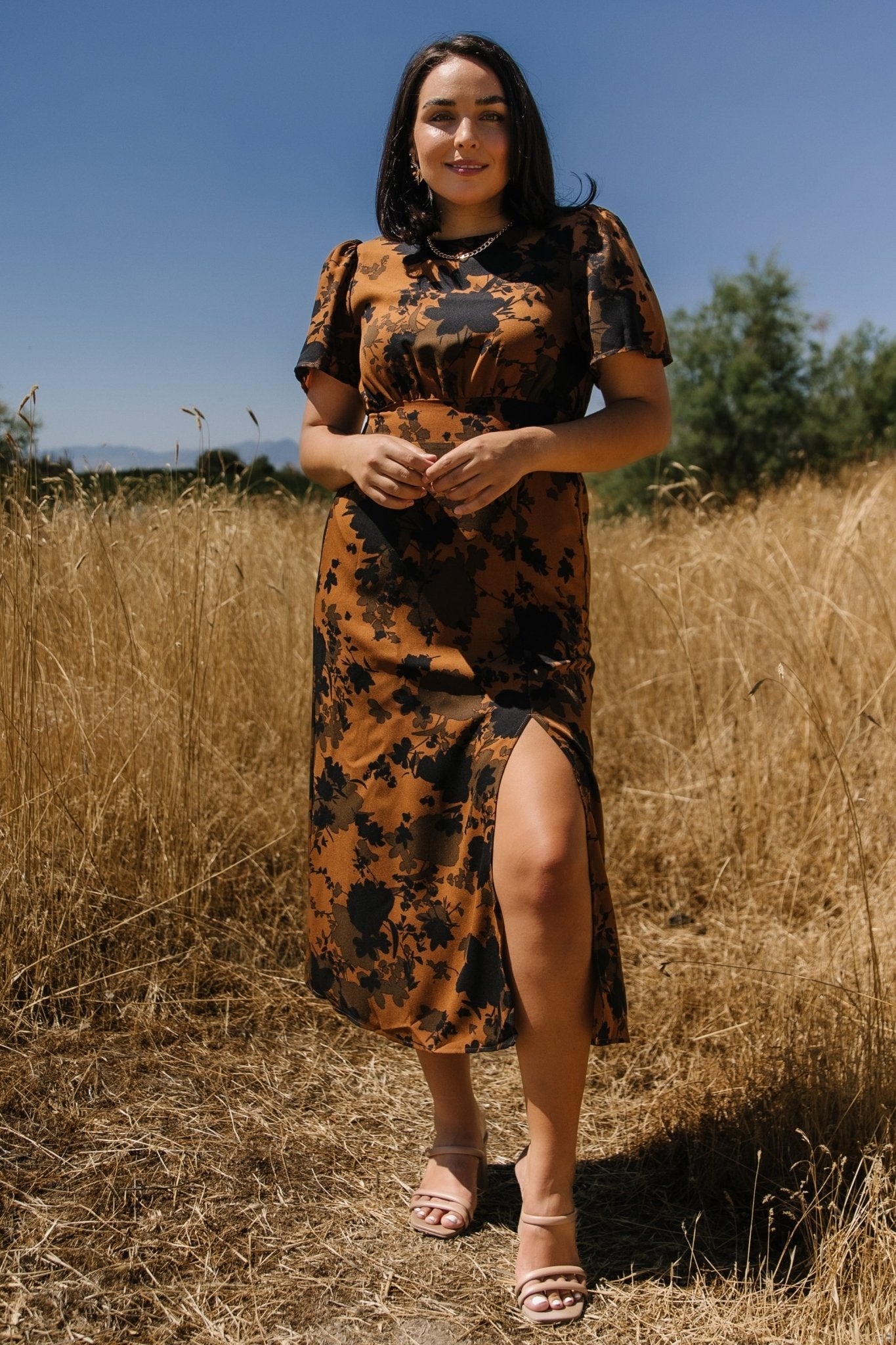 Lenni Midi Dress | Espresso Print Outlet Online Shop