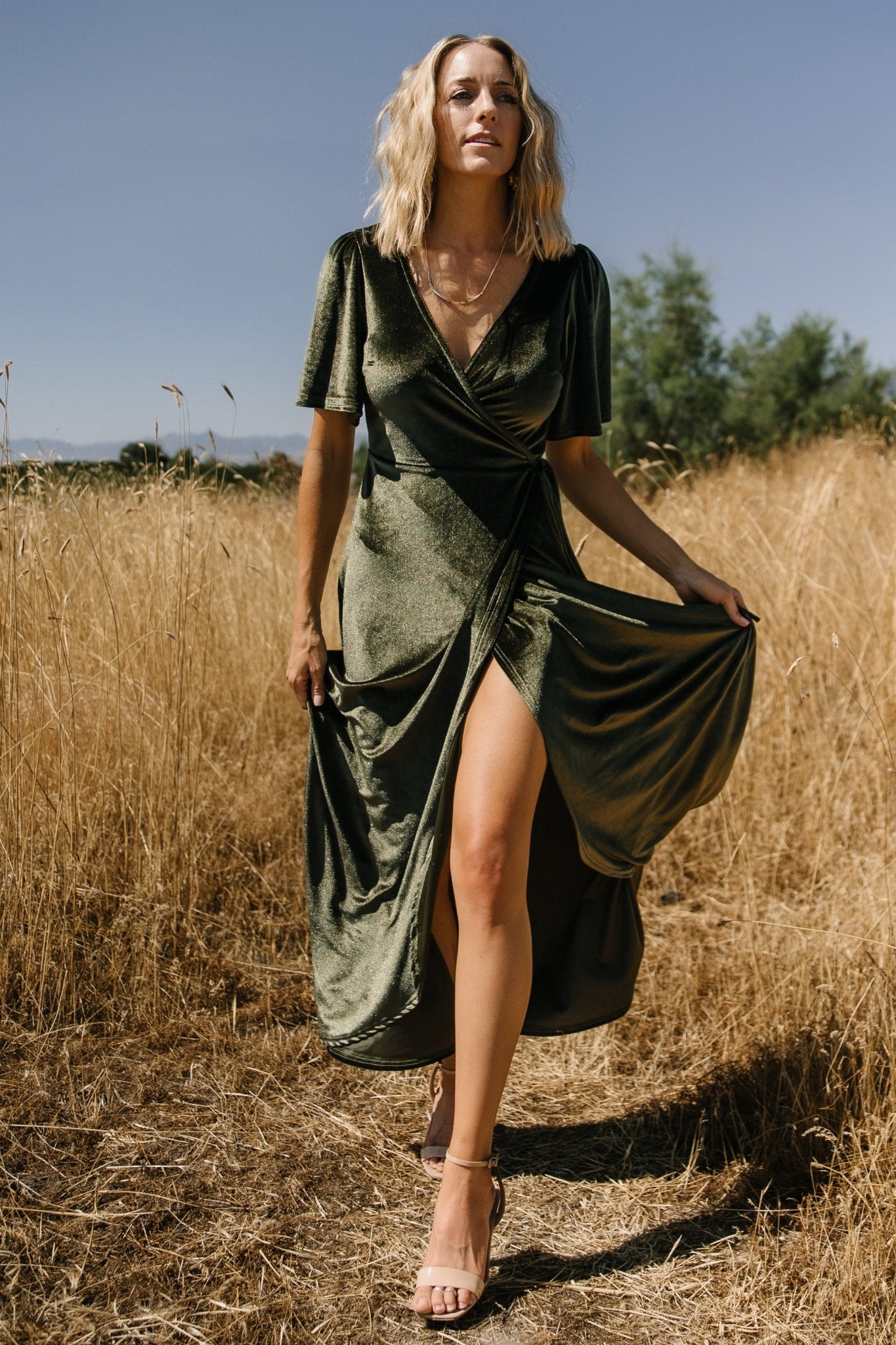 Katelyn Velvet Maxi Wrap Dress | Dark Olive How Much Sale Online