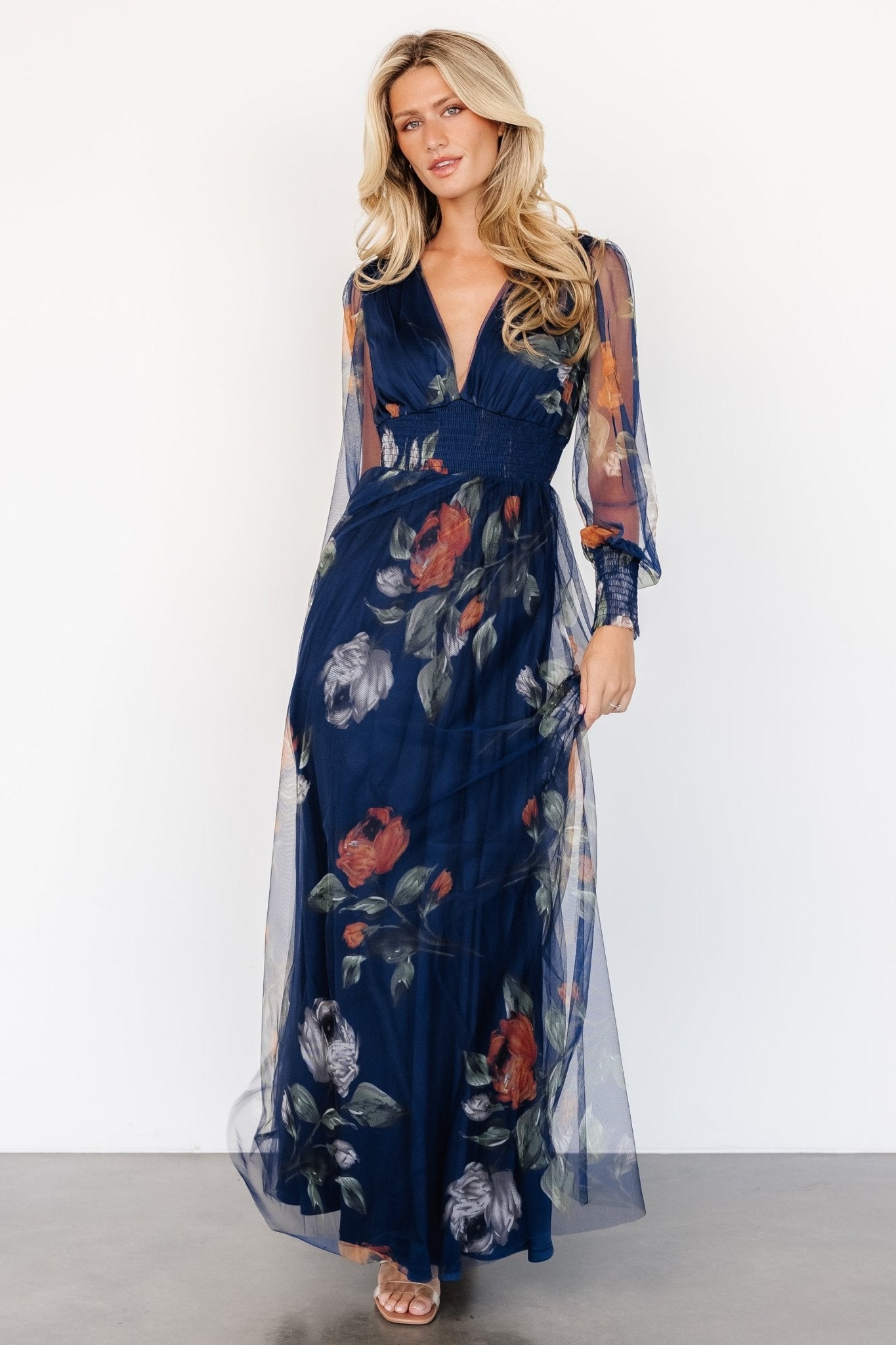 Layla Tulle Maxi Dress | Navy Blue Floral Discount Countdown Package