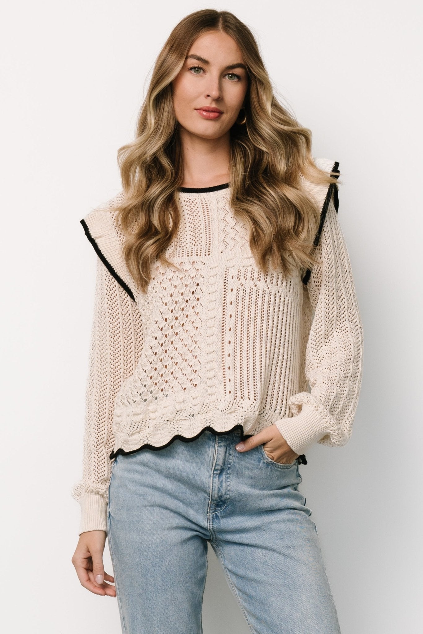 Oleya Knit Sweater Top | Ivory Sale View