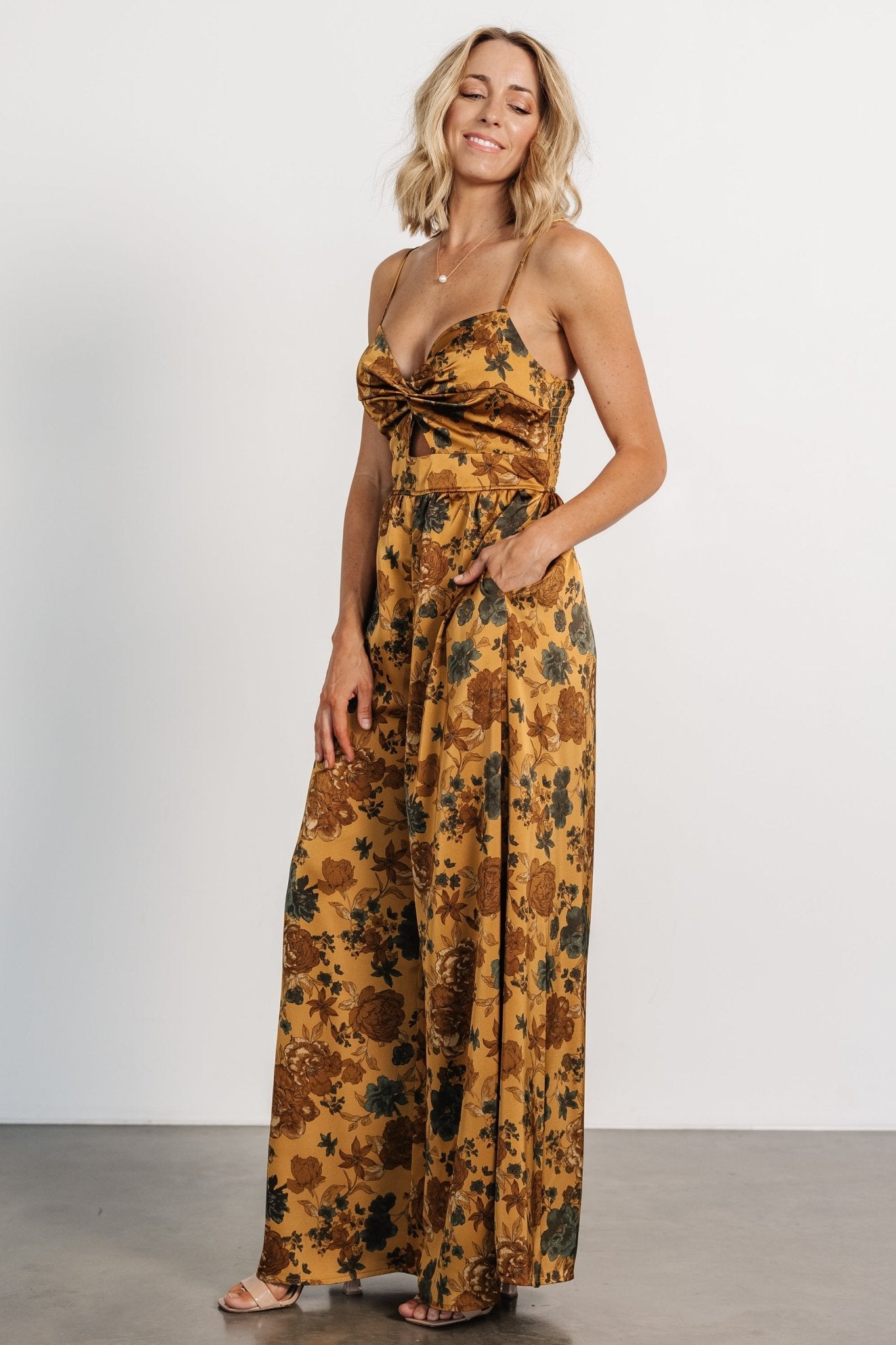 Khloe Wide Leg Jumpsuit | Gold Multi Online Sale