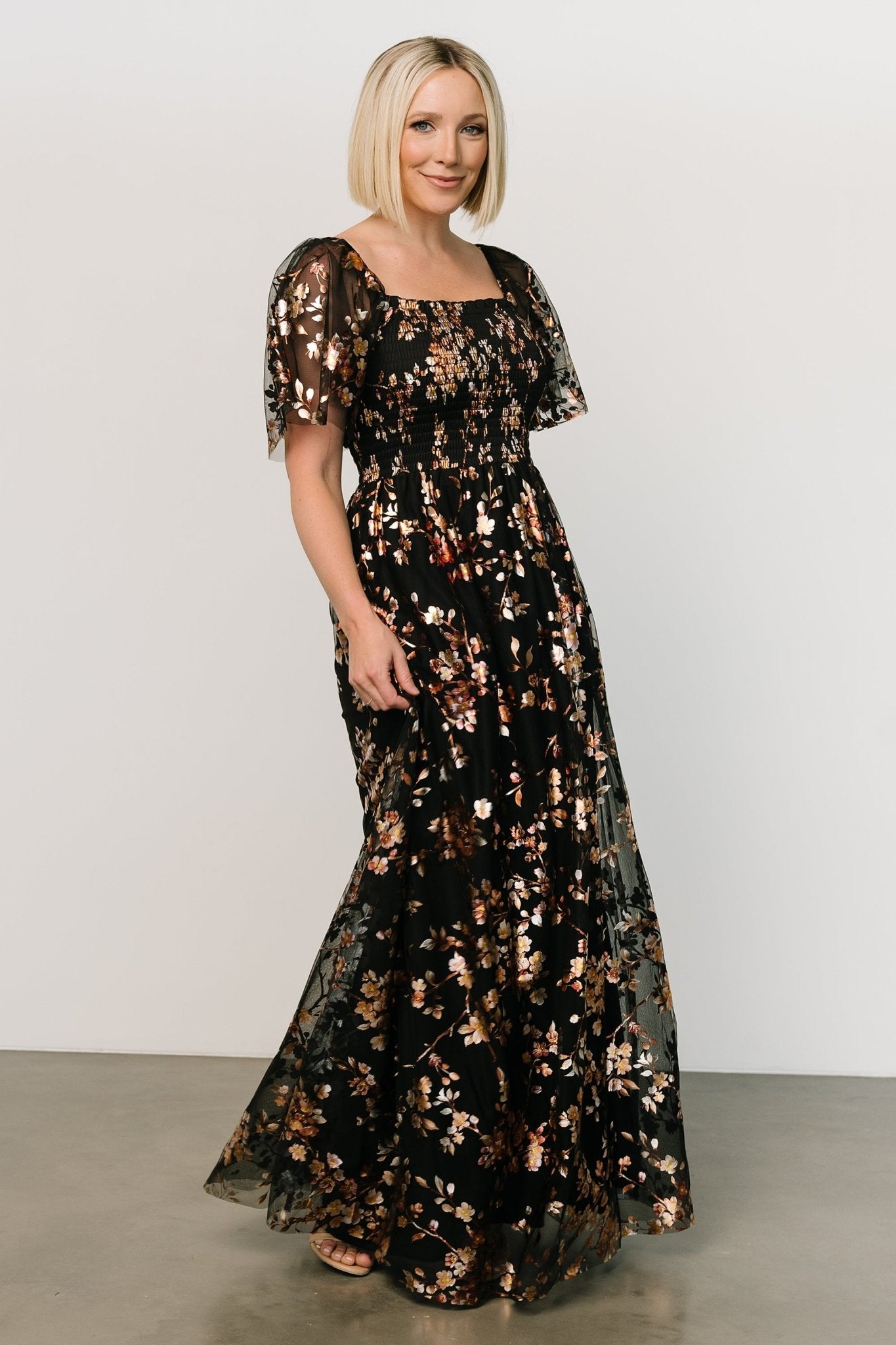 Cassandra Tulle Maxi Dress | Black Blossom Amazon For Sale