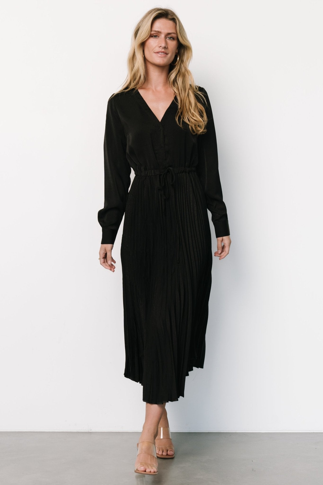 Waco Pleated Dress | Black High Quality Buy Online