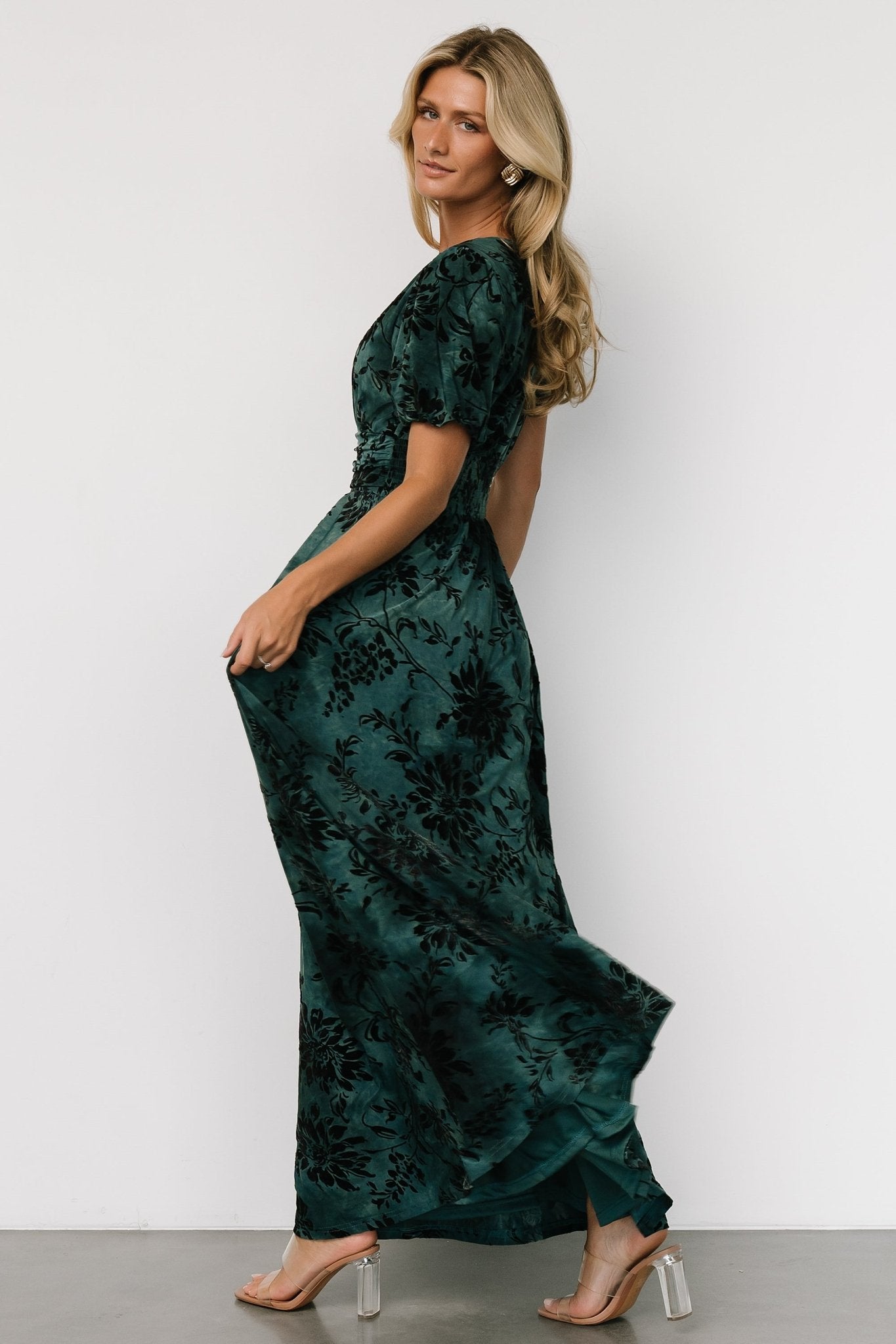 Leslie Velvet Maxi Dress | Jade + Black For Sale Cheap Online