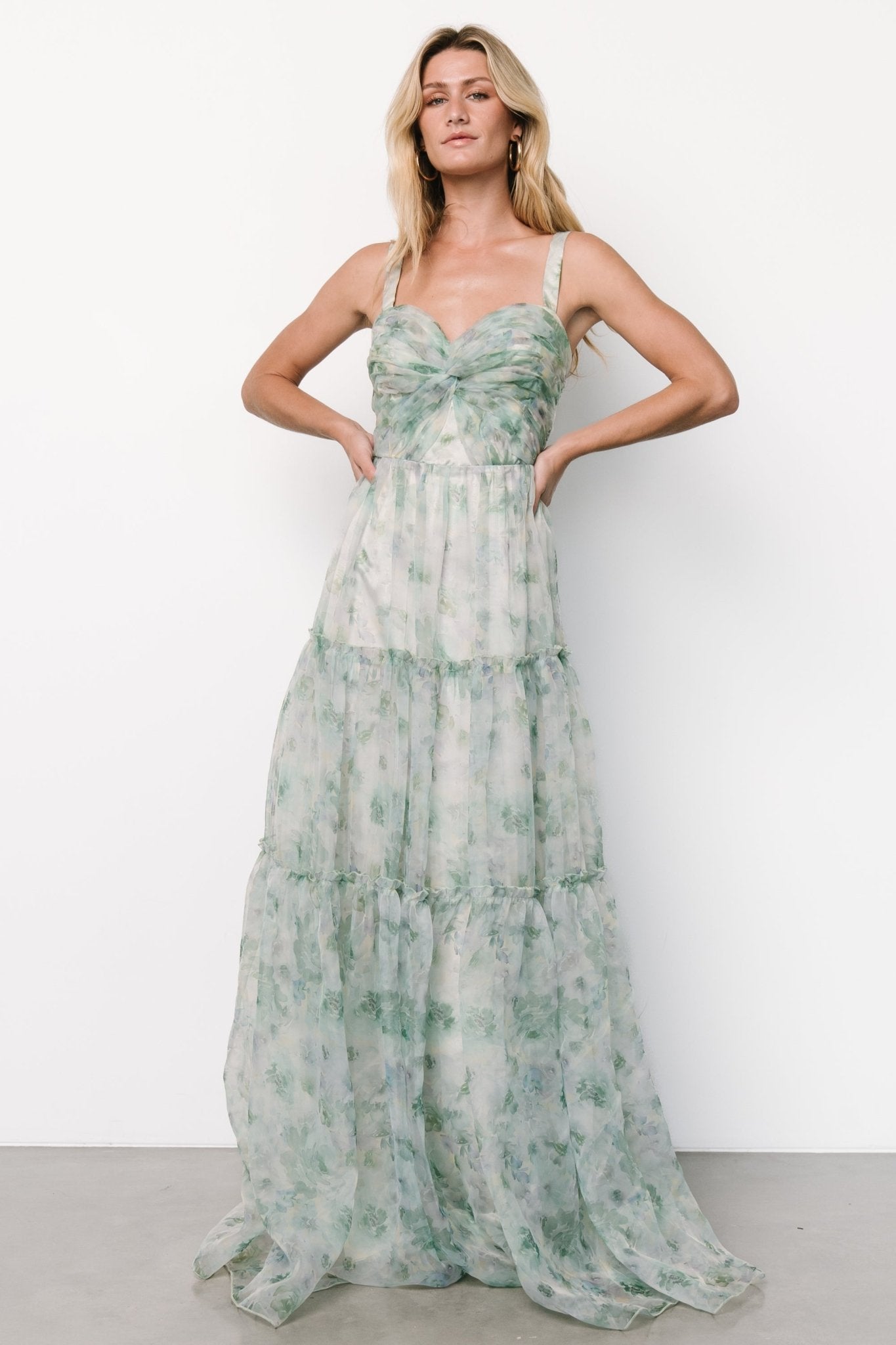 Sinclair Sweetheart Gown | Green Floral Outlet Great Deals