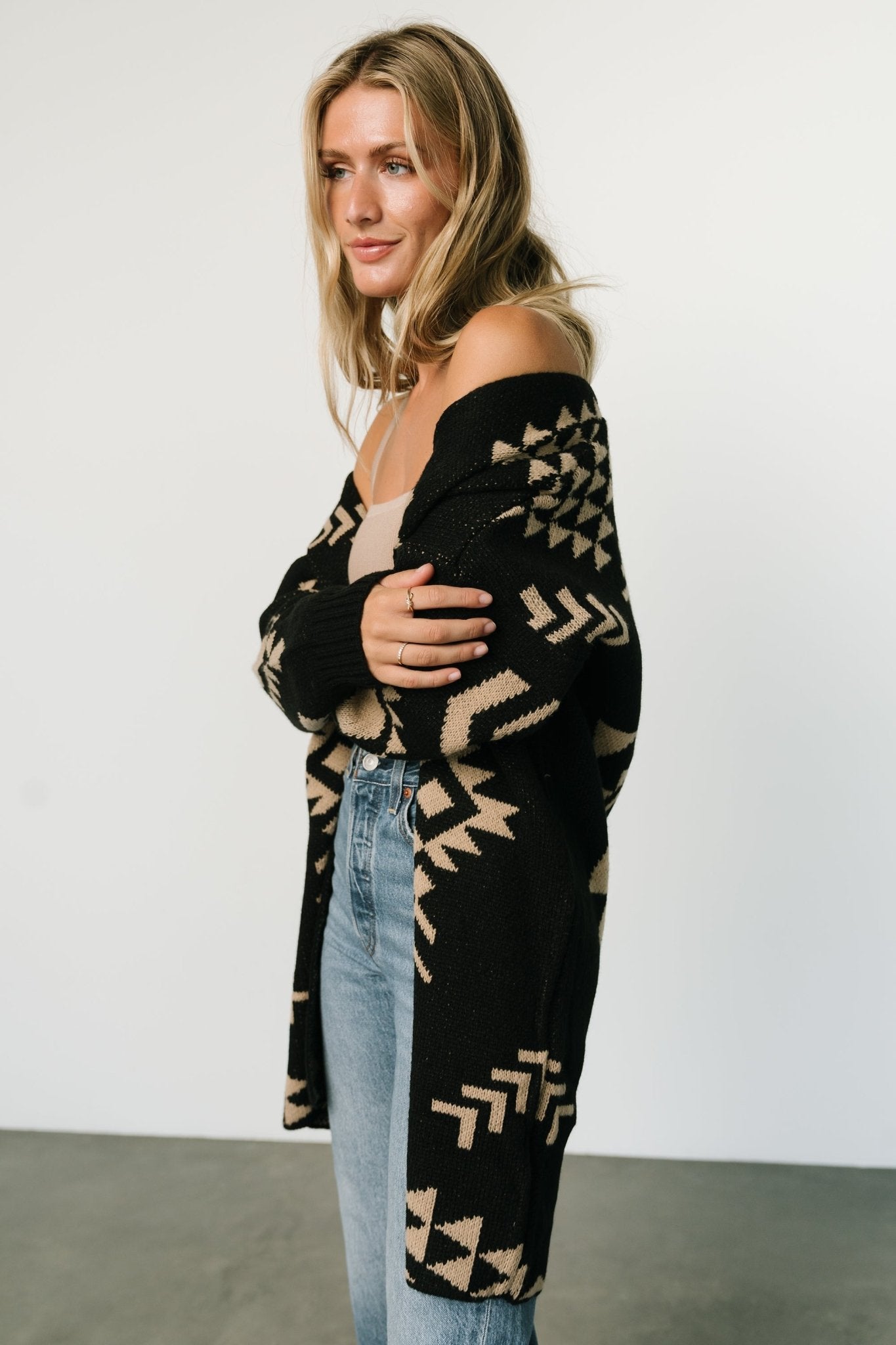 Hays Oversized Cardigan | Black + Tan Outlet Big Discount