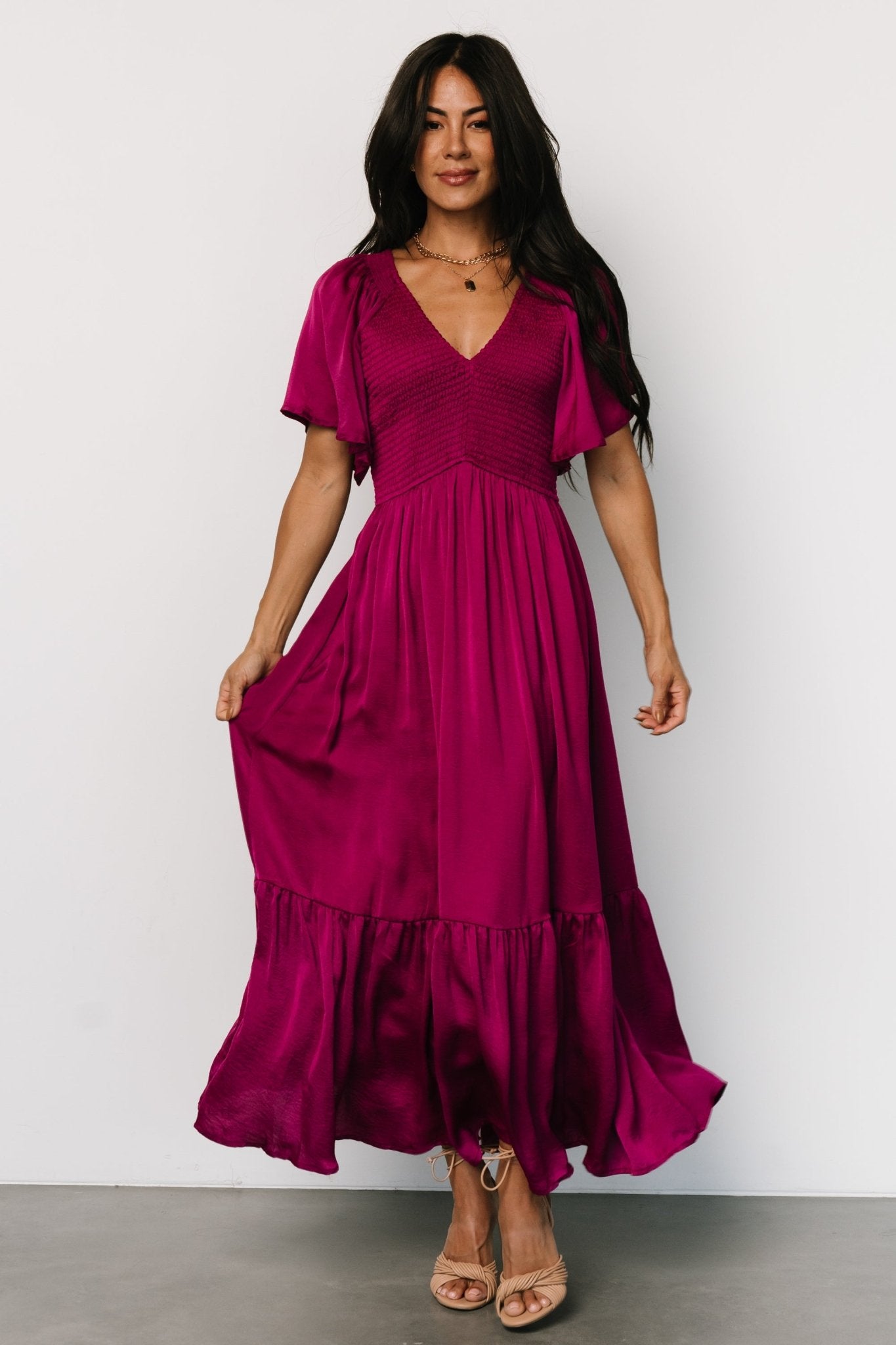 Lovell Smocked Midi Dress | Wine Berry Outlet Newest