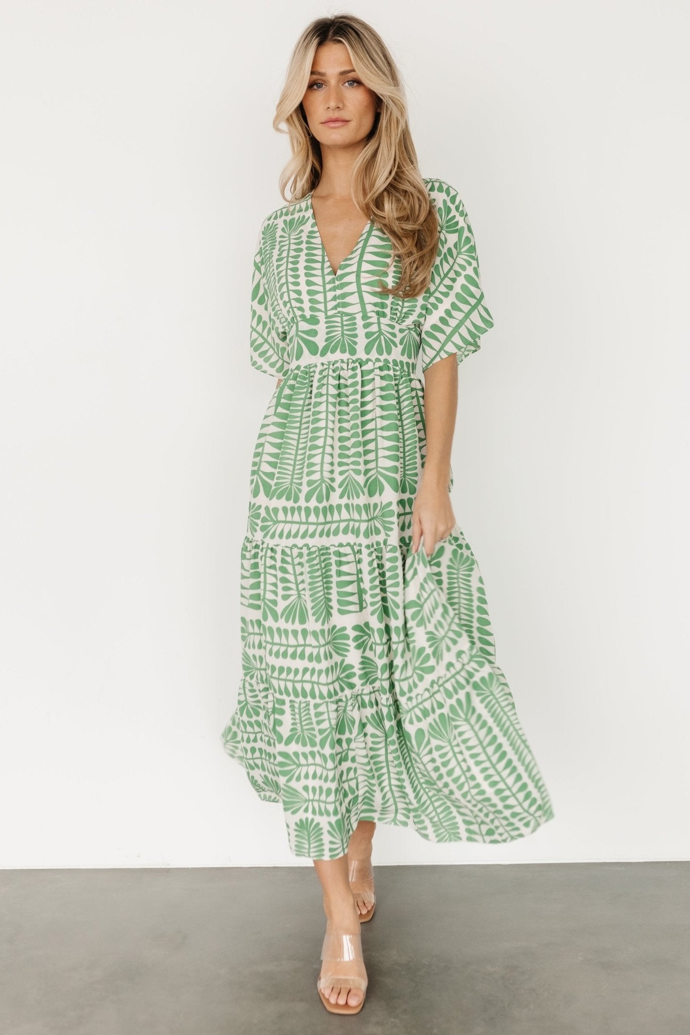 Austin Kimono Dress | Green Print Cheap Finishline