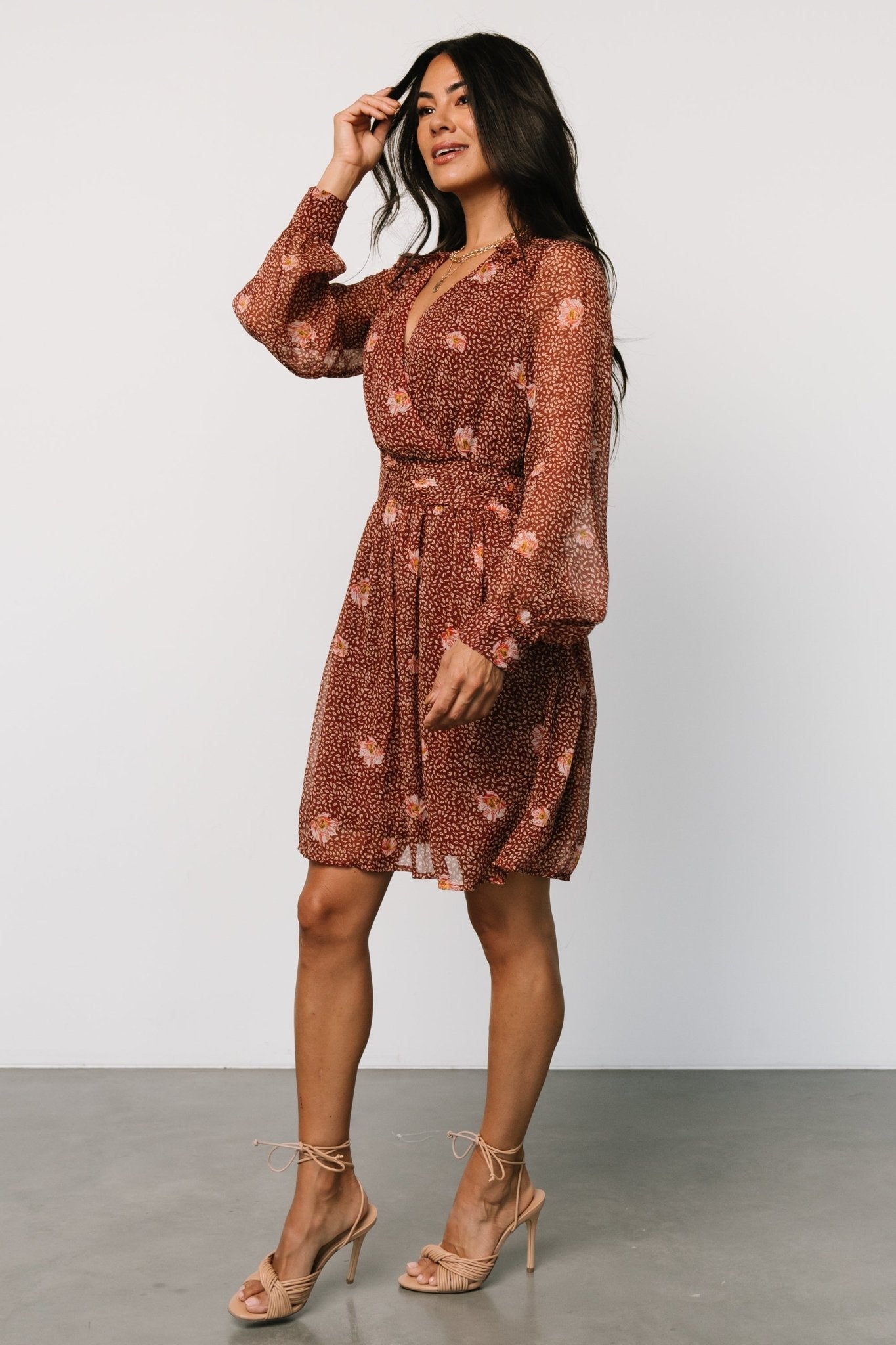 Anne Short Dress | Rust Print Fashionable Online