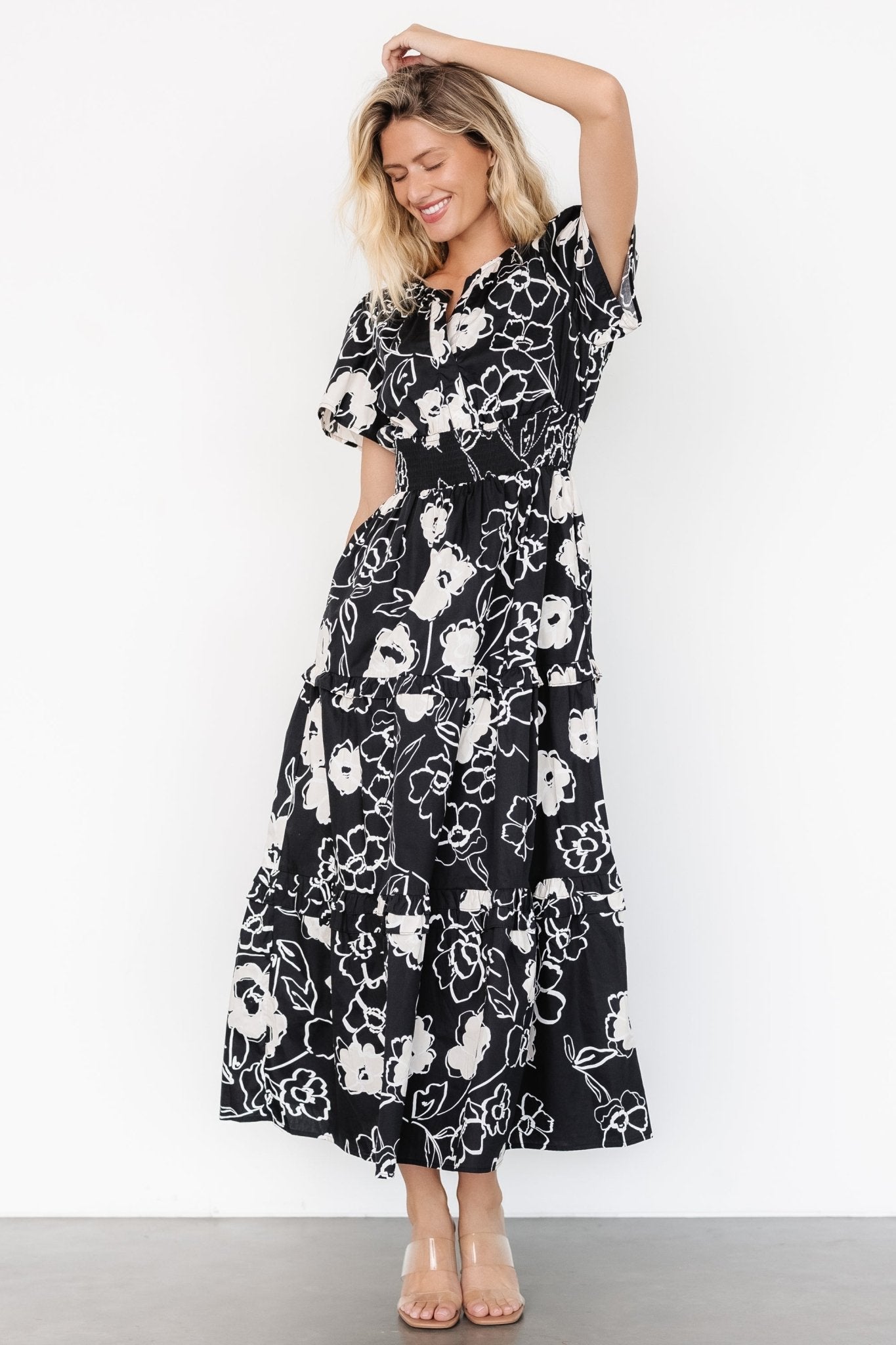 Kiana Poplin Maxi Dress | Black + Cream Outlet 2025 Unisex