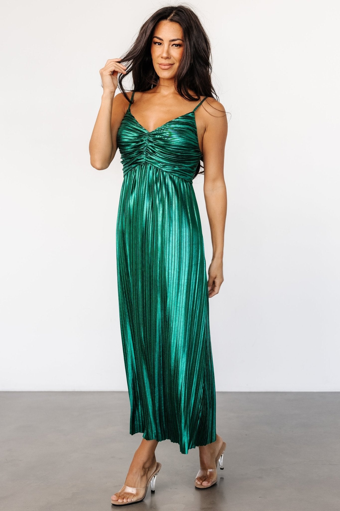 Cecilia Pleated Dress | Emerald Pay With Visa