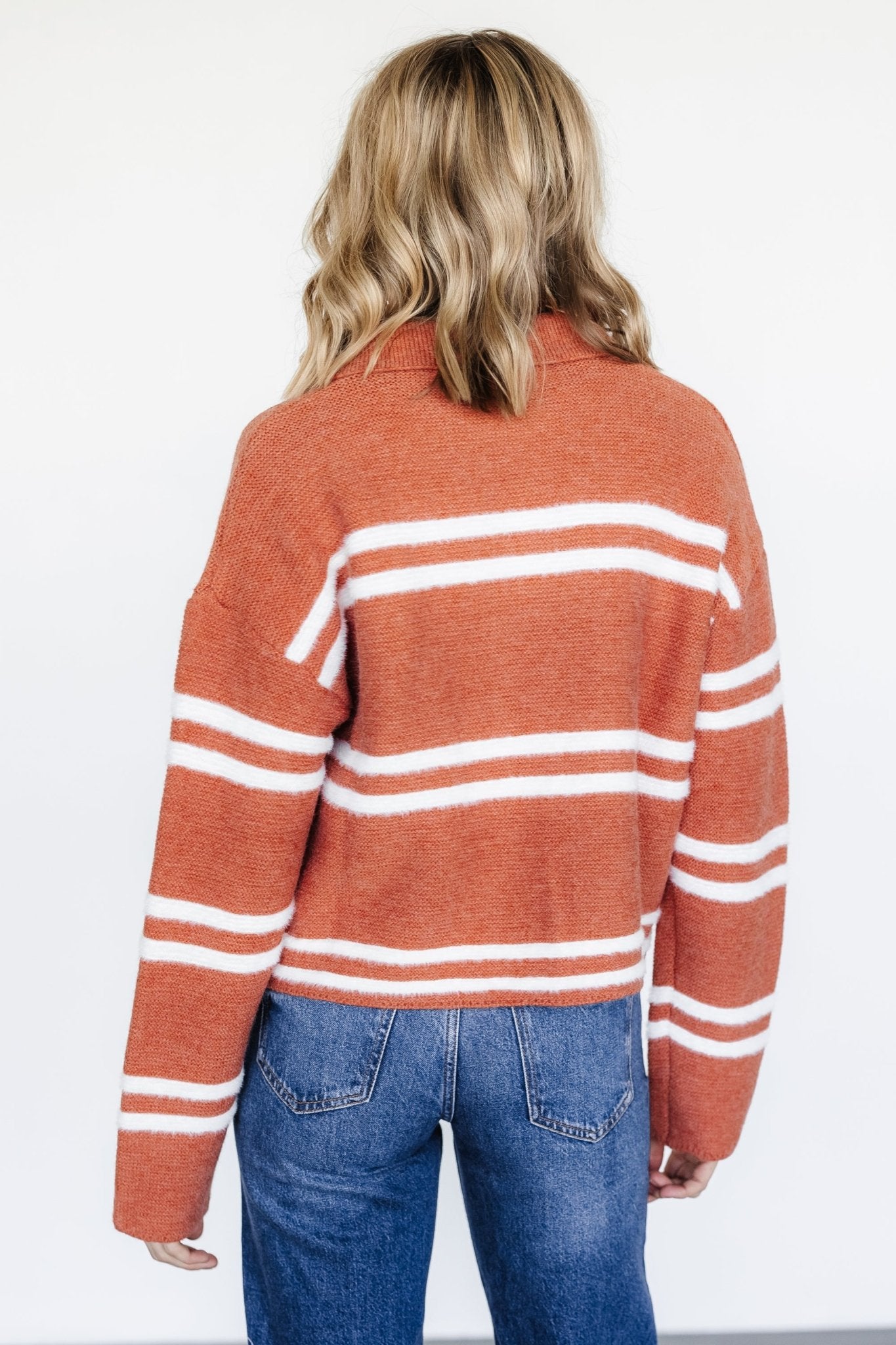 Olsen Stripe Sweater | Dark Clay + White Outlet Hot Sale