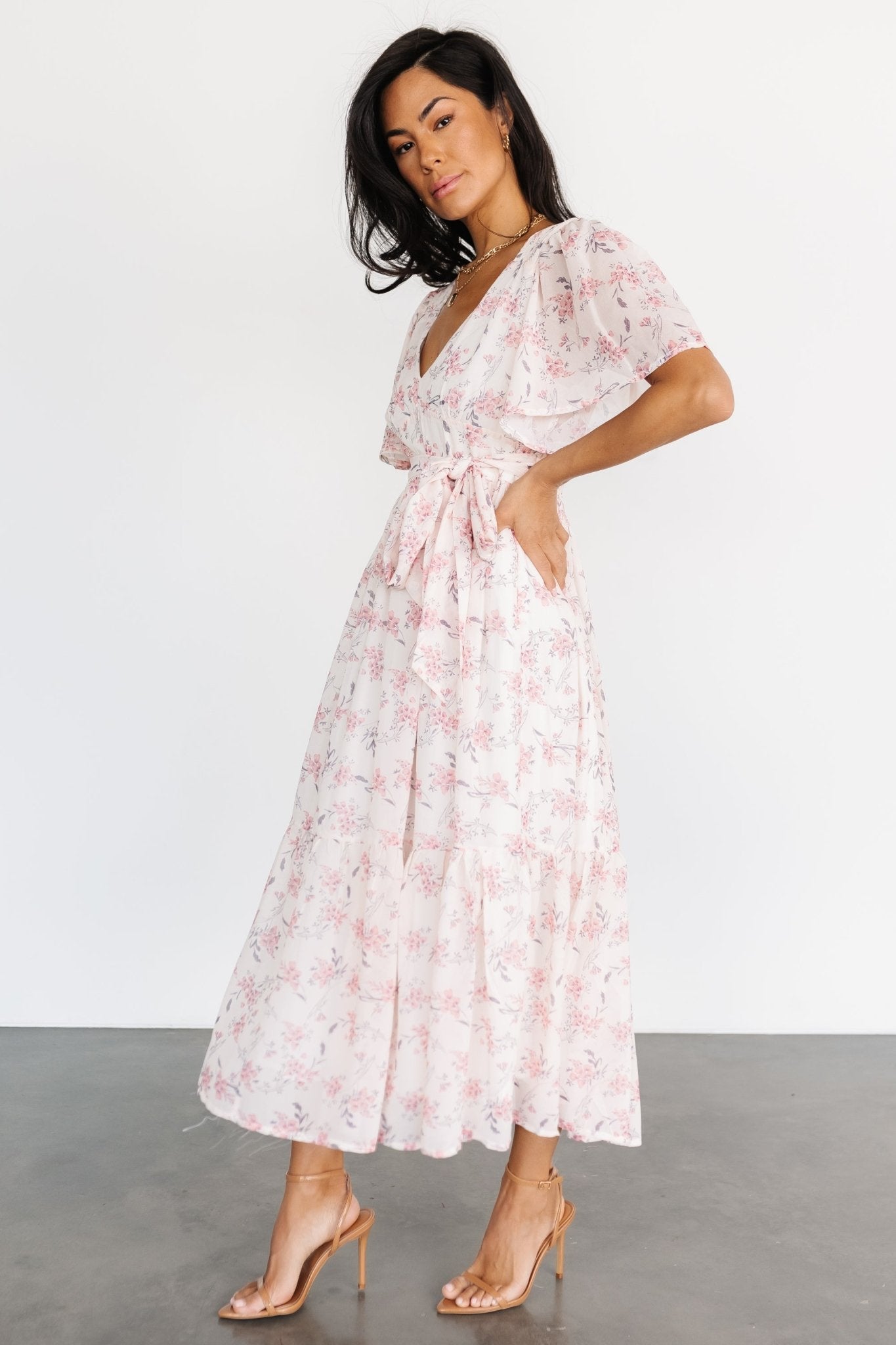 Iris Midi Dress | Blush Floral Cheapest Pice